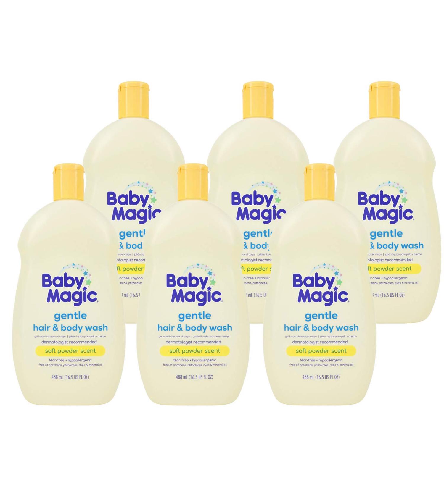 Baby Magic Gentle Hair & Body Wash 16.5oz with Calendula & Coconut Oil, Yellow Soft Powder Scent - 6 Pack - Buy Online on GoSupps.com