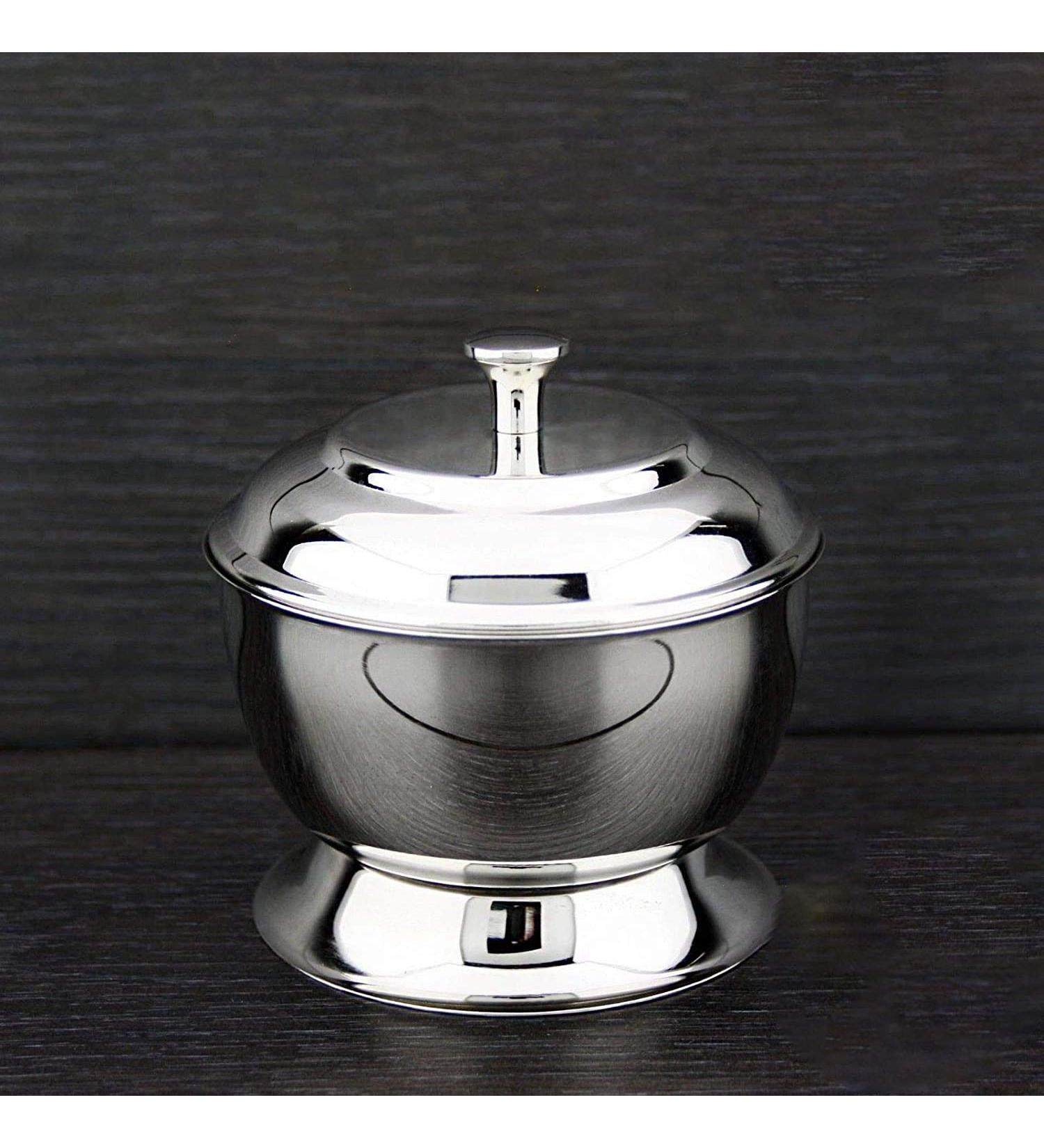Haryali London Stainless Steel Shaving Shell with Lid | Premium Quality for Water & Soap Storage - Buy Online on GoSupps.com