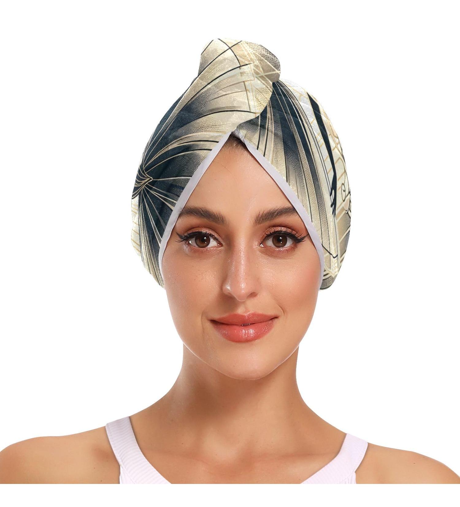 Art Nouveau Ballerina Hair Towels - Super Absorbent 2 Pack Quick Dry Turbans for Women & Girls - Buy Online on GoSupps.com