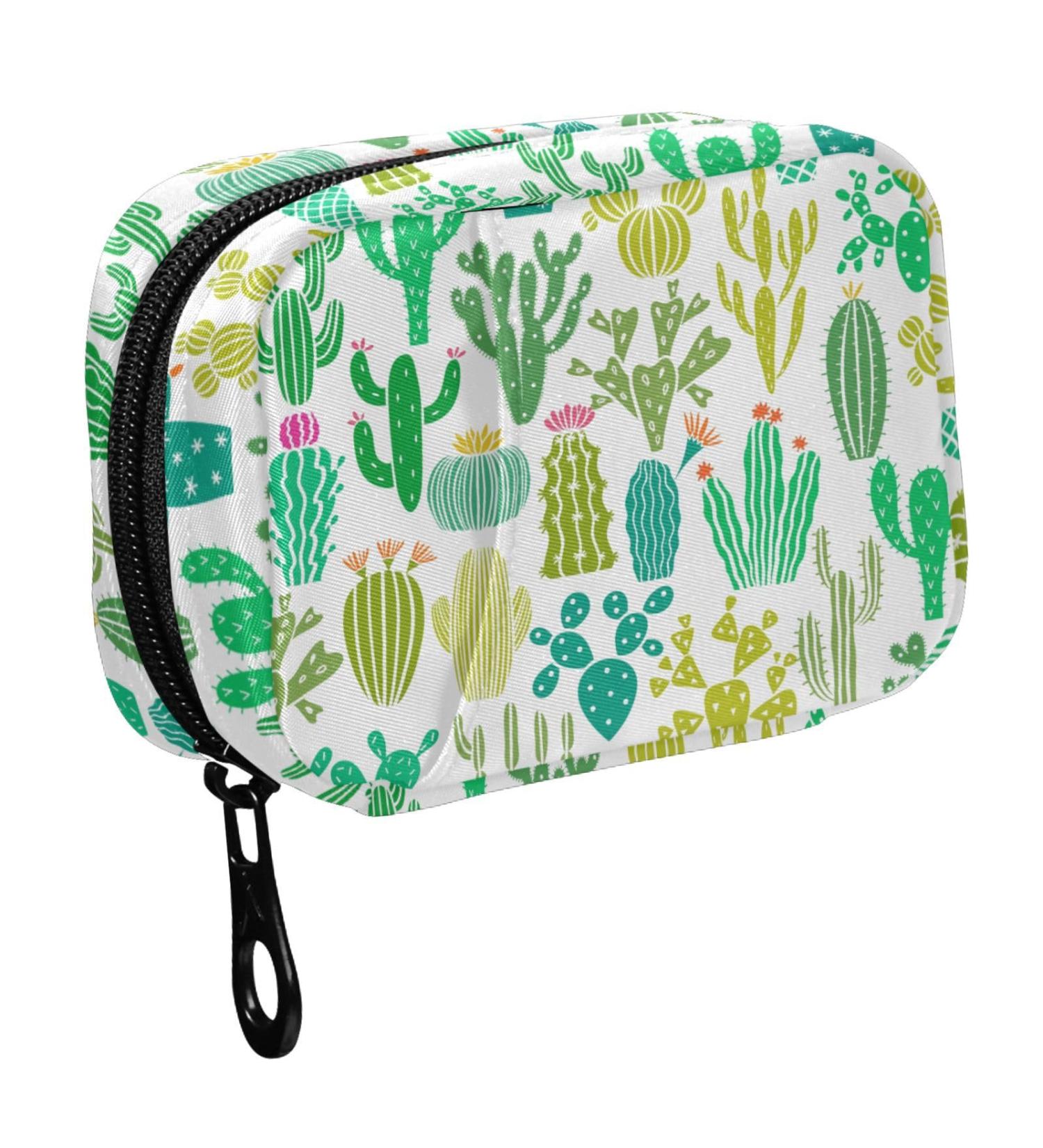 Fustylead Cute Green Cactus Travel Pill Organizer | 7-Day Zipper Pill Case for Vitamins & Supplements - Perfect for Purse Storage - Buy Online on GoSupps.com