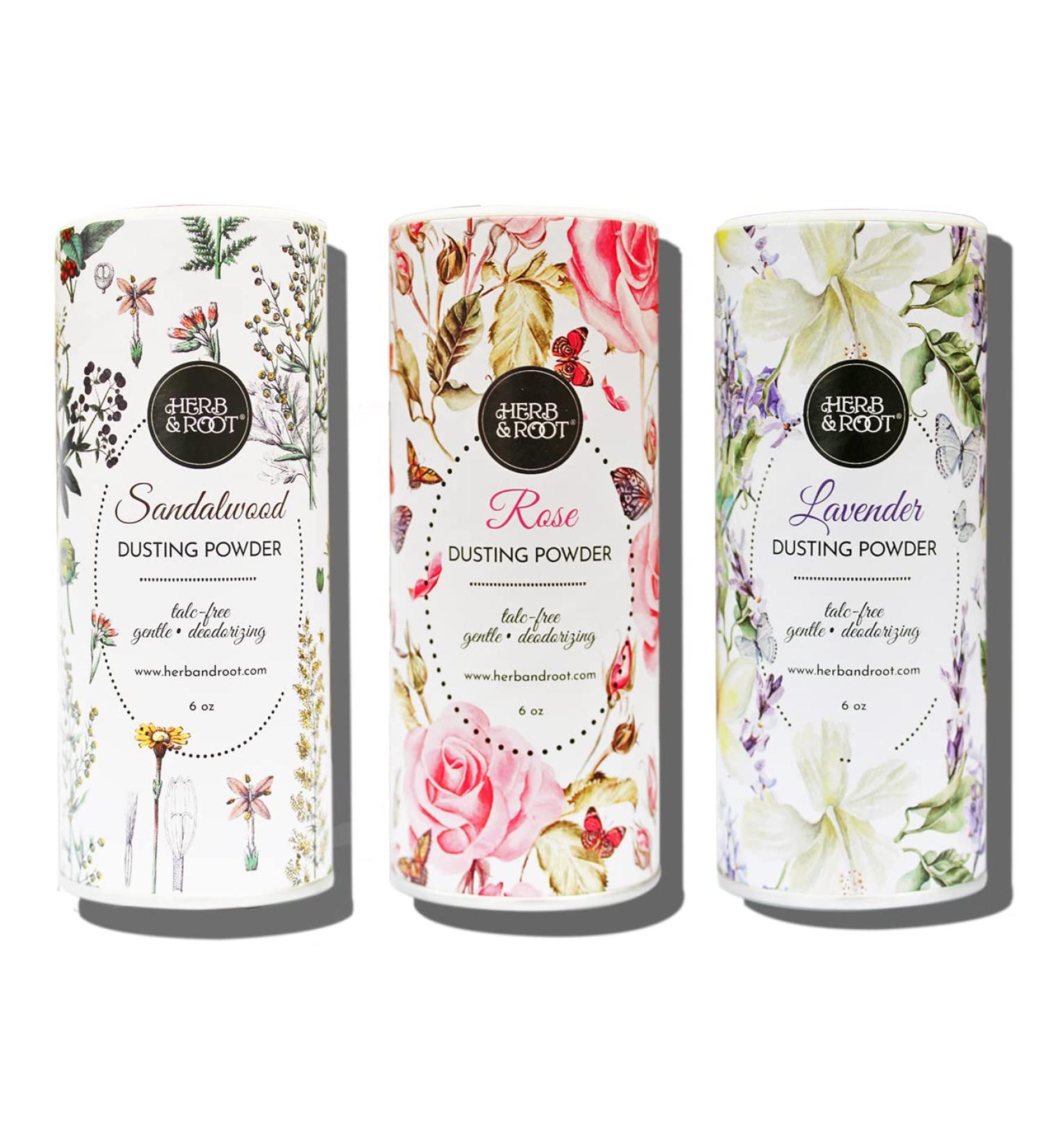 Set of 3 Talc-Free Perfumed Body Dusting Powder - Rose, Lavender, Sandalwood Herb Root - Buy Online on GoSupps.com