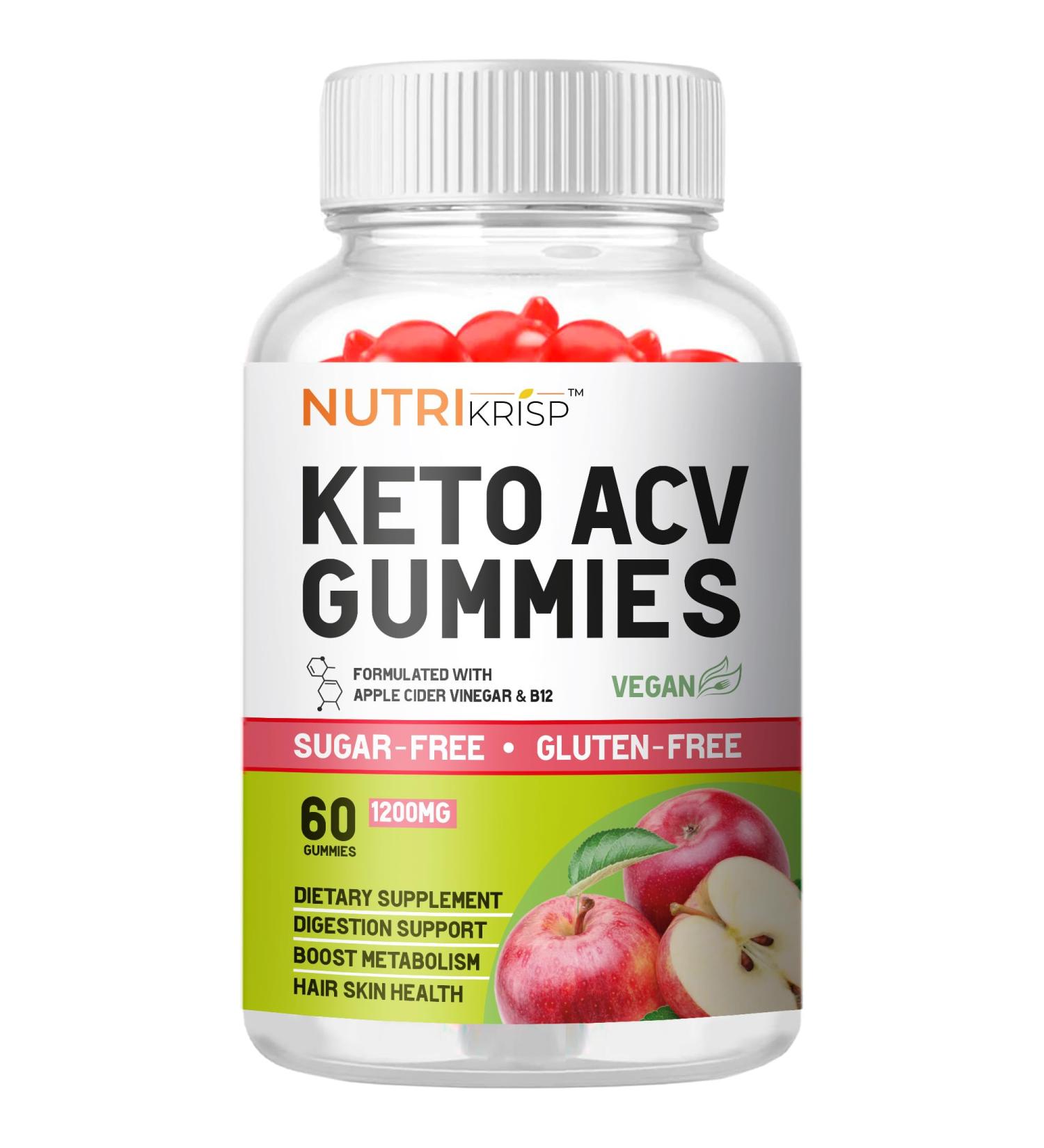 Organic Keto ACV Gummies for Weight Loss | Sugar & Gluten Free Apple Cider Vinegar Supplement for Fat Burn & Metabolism Support (1200MG 60 Count - Buy Online on GoSupps.com