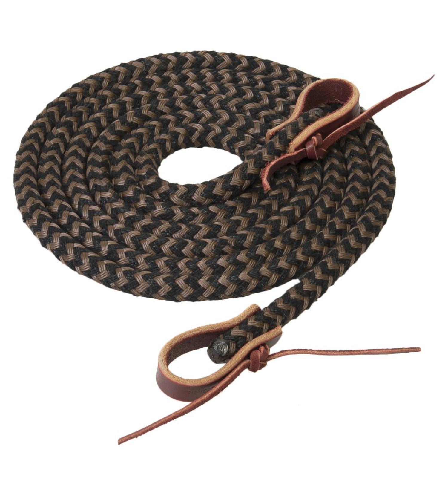 Weaver Leather Silvertip Horseman's Braid Trail Rein 1/2-Inch x 10-Feet Black/Brown