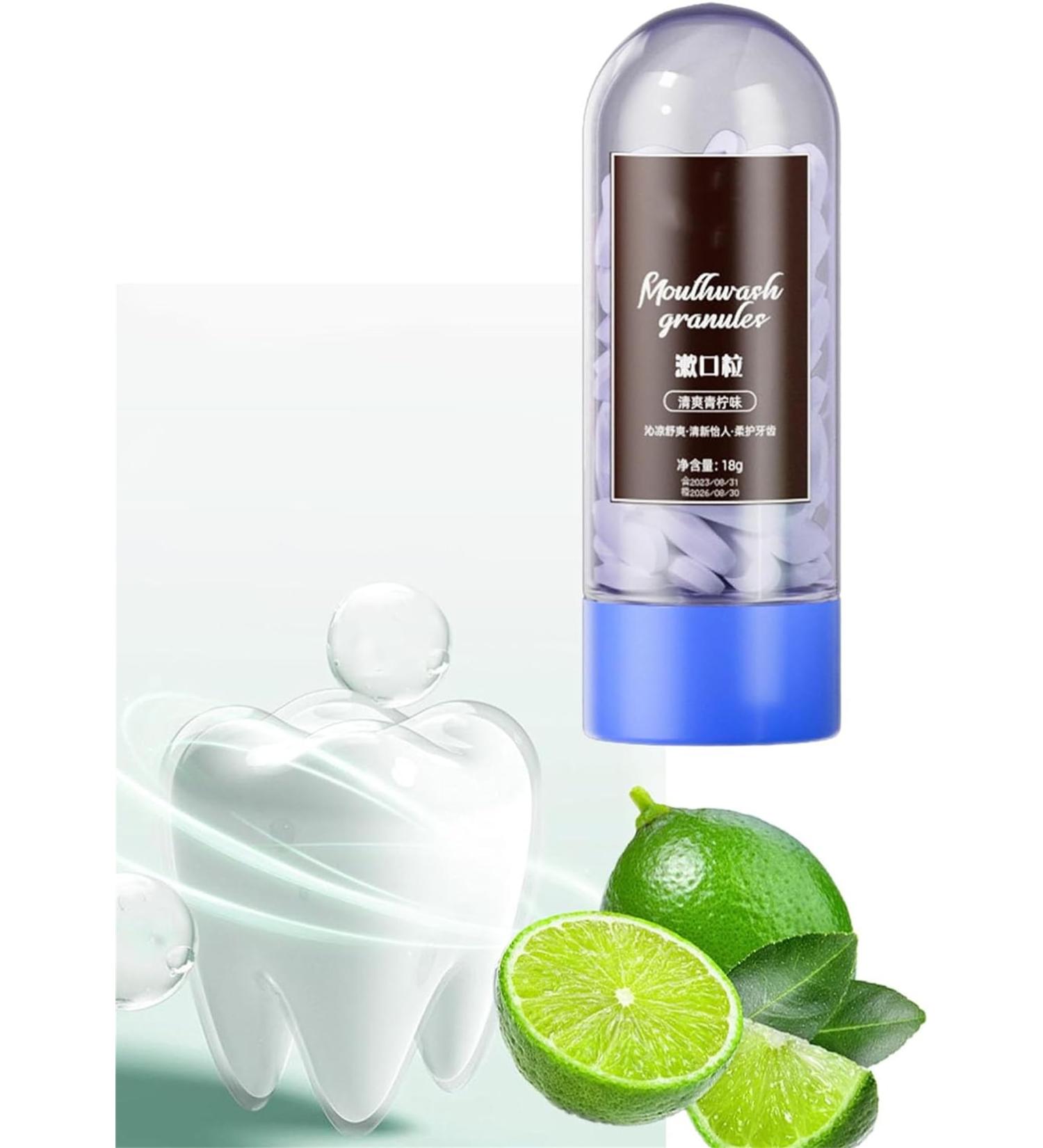 Convenient Gum Protection Pellets & Portable Toothpaste Tablets - Natural Travel Mouthwash Powder for Fresh Breath (Lemon) - Best Oral Care Solutions - Buy Online on GoSupps.com