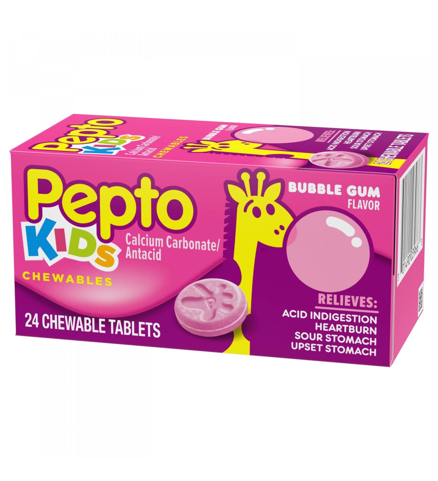 Pepto-Bismol Children Chewable Tablets - Bubble Gum Flavor, 24 Tabs - Buy Online on GoSupps.com