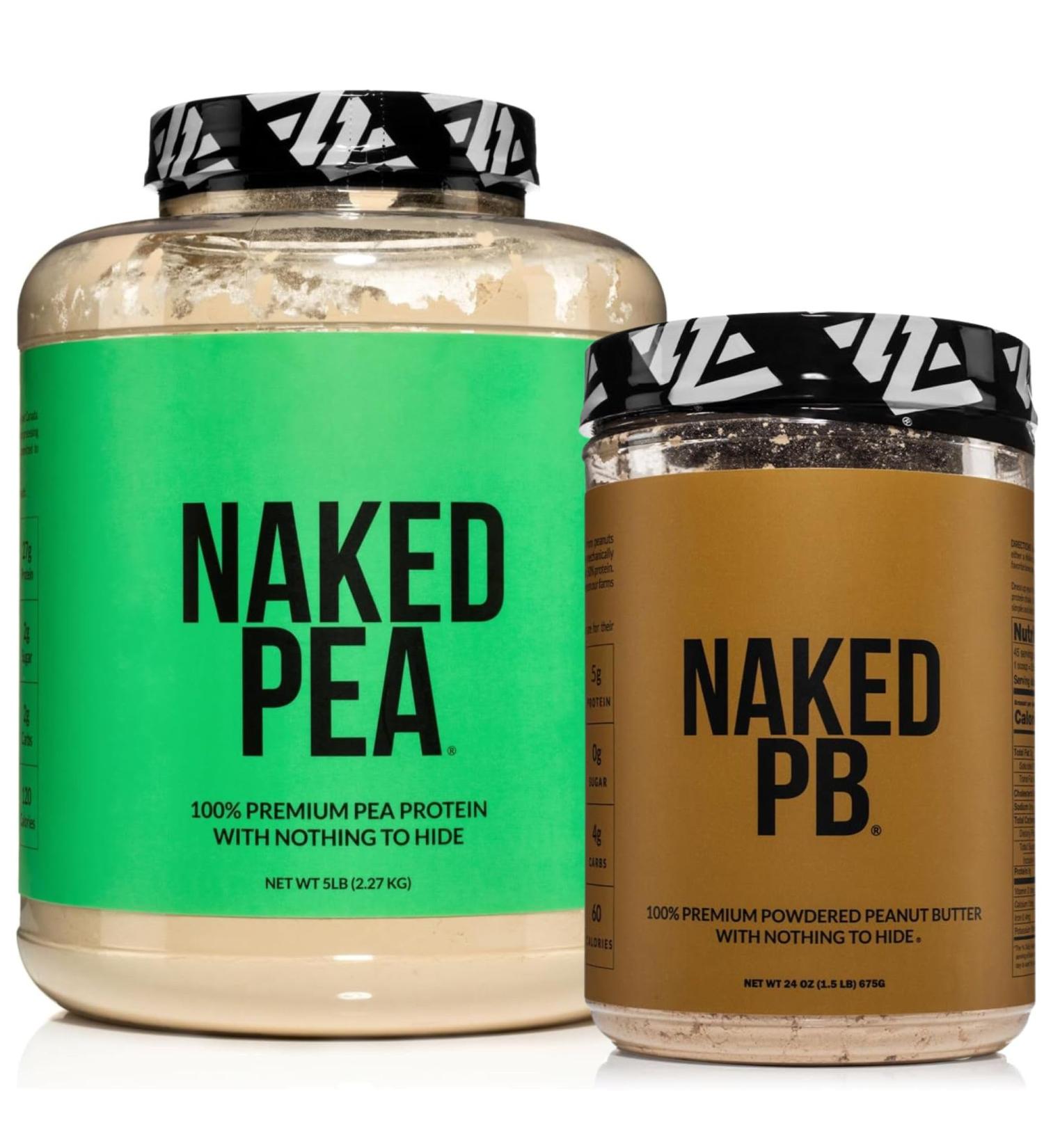 NAKED Pea Protein Powder 5LB (76 Servings) PB Powdered Peanut Butter 1.5LB (45 Servings) Vegan Bulk Non-GMO Gluten Free Soy Free - Buy Online on GoSupps.com