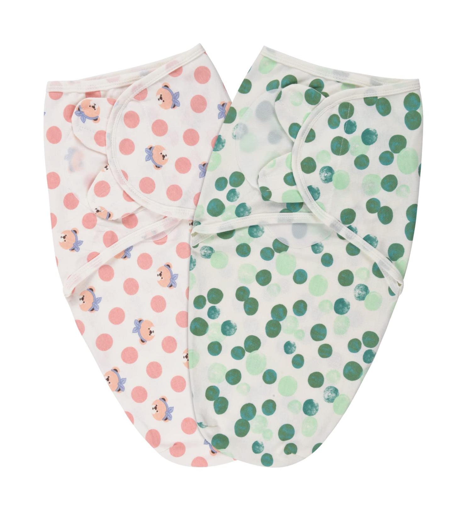 Vicloon Baby Swaddle Wraps 2 pcs - 100% Organic Cotton, Breathable Fabric - New Born Swaddle Blanket for Boy and Girl (Green-Pink) - Buy Online on GoSupps.com