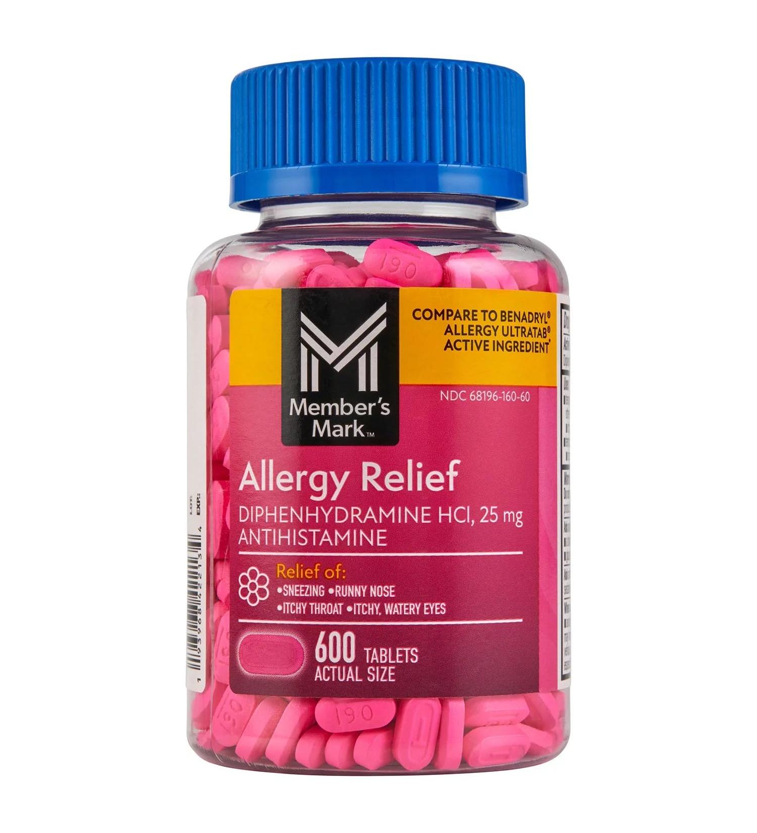 Member's Mark 25 mg Diphenhydramine Allergy (600 Count) - Buy Online on GoSupps.com