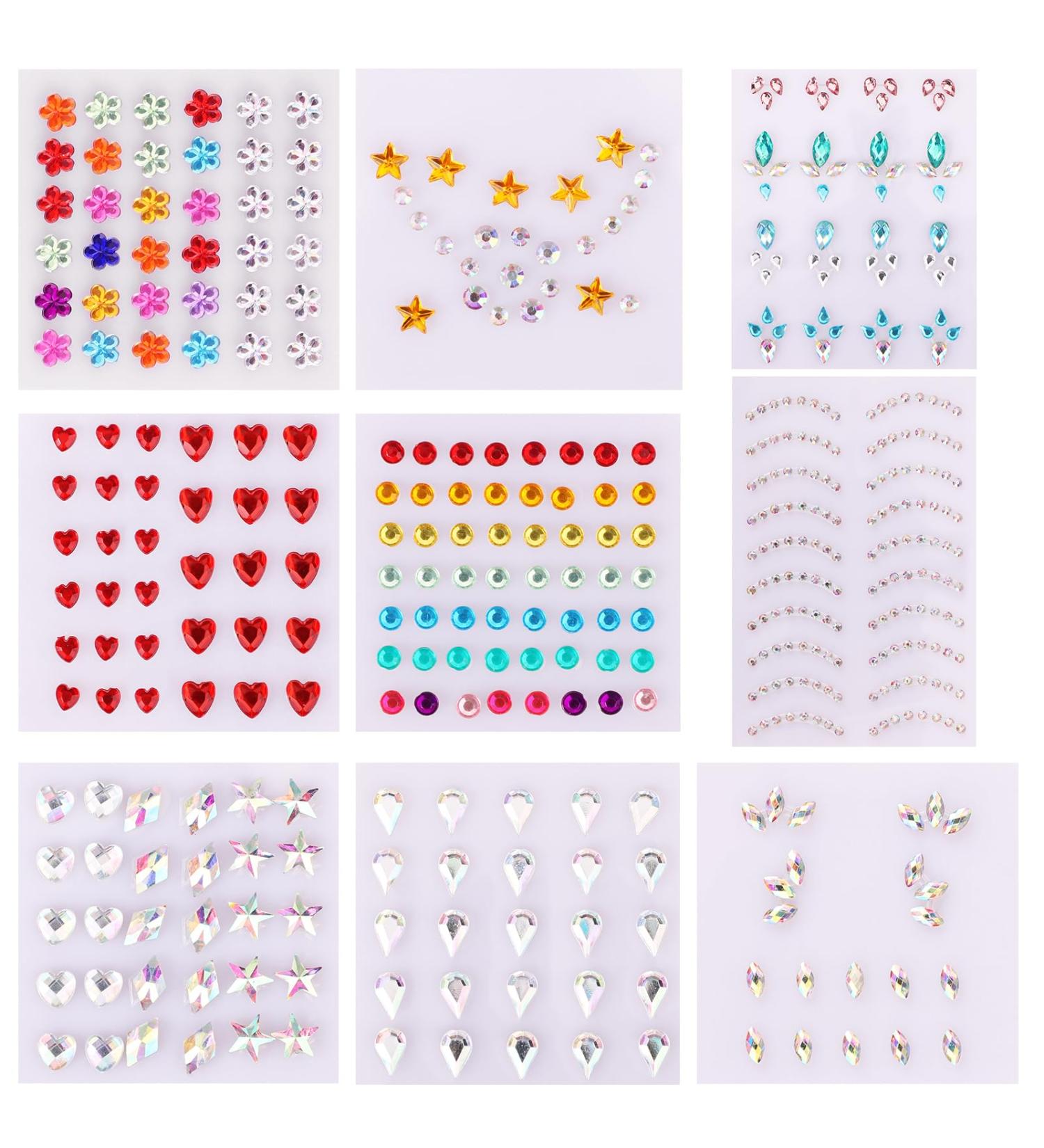 Buy 9 Sheets Festival Face Gems Stickers | Self-Adhesive Rhinestone Makeup Jewels for Eyes & Nails - Multi-Style Decorations - Buy Online on GoSupps.com