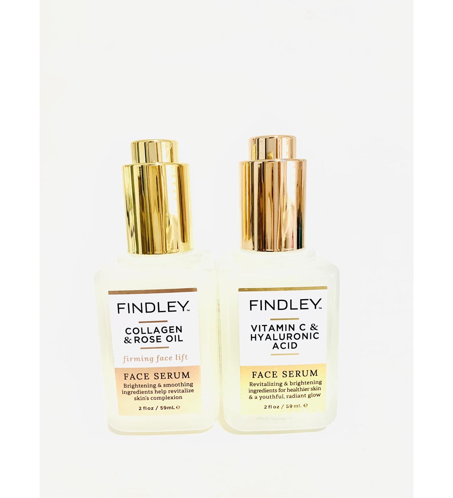 Findley Collagen & Rose Oil Face Serum + Vitamin C & Hyaluronic Acid Bundle - Skincare Duo for Radiant Skin - Buy Online on GoSupps.com