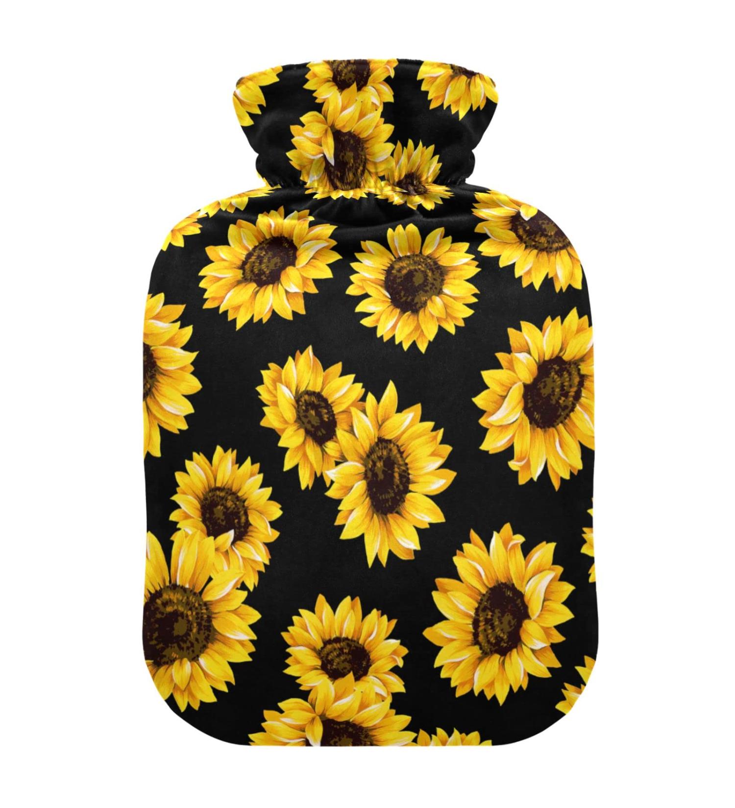 Black Sunflowers Heat Bottle 2L | Pain Relief & Warmth for Muscle Injuries Feet & Bed - International Shipping - Buy Online on GoSupps.com