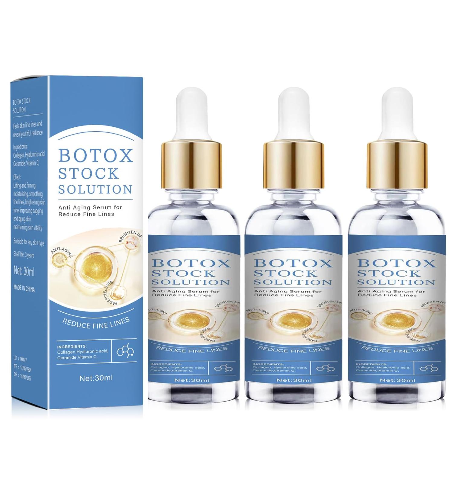 Botox Stock Solution Facial Serum - Anti Aging & Instant Face Tightening with Vitamin C & E (3PCS) | Shop Internationally - Buy Online on GoSupps.com