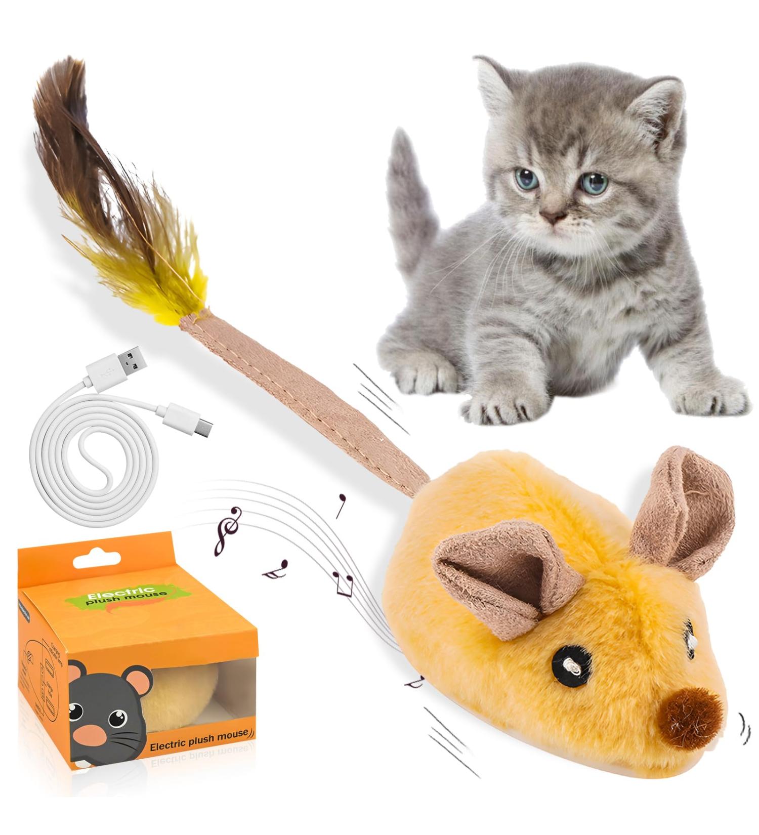 Cat Toys Interactive for Indoor Cats Electric Automatic Moving Mouse Cat Toy Self Play with Squeaky Sound Dynamic Magic Tail Rechargeable LED Mice Cat Toys for Bored Indoor Adult Cats Kitten - Buy Online on GoSupps.com