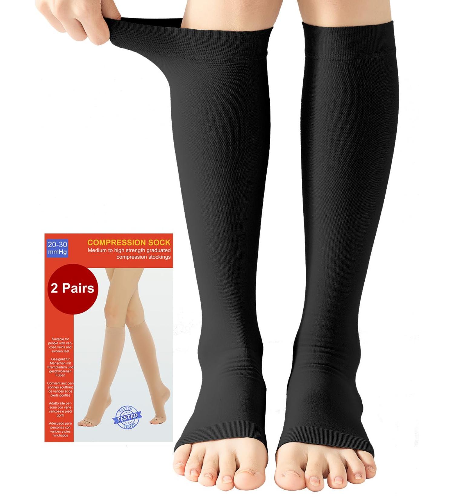Buy 2 Pairs of Medical Compression Stockings for Men & Women | 20-30 mmHg Class 2 Open Lace - International Shipping - Buy Online on GoSupps.com