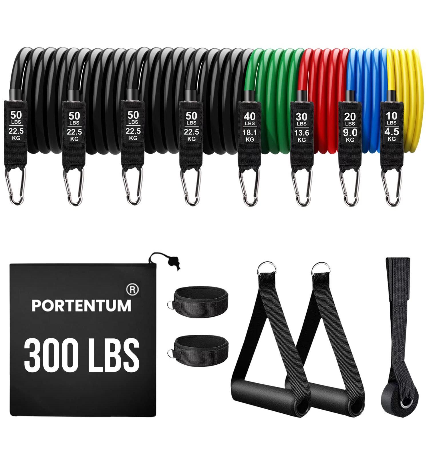 Resistance Bands Weight Building Kit - 12 Elastic Bands 150 lbs for Yoga, Calisthenics, Crossfit - Home Gym Muscle Bands with Anklets and Door Grip 300 lbs - Buy Online on GoSupps.com