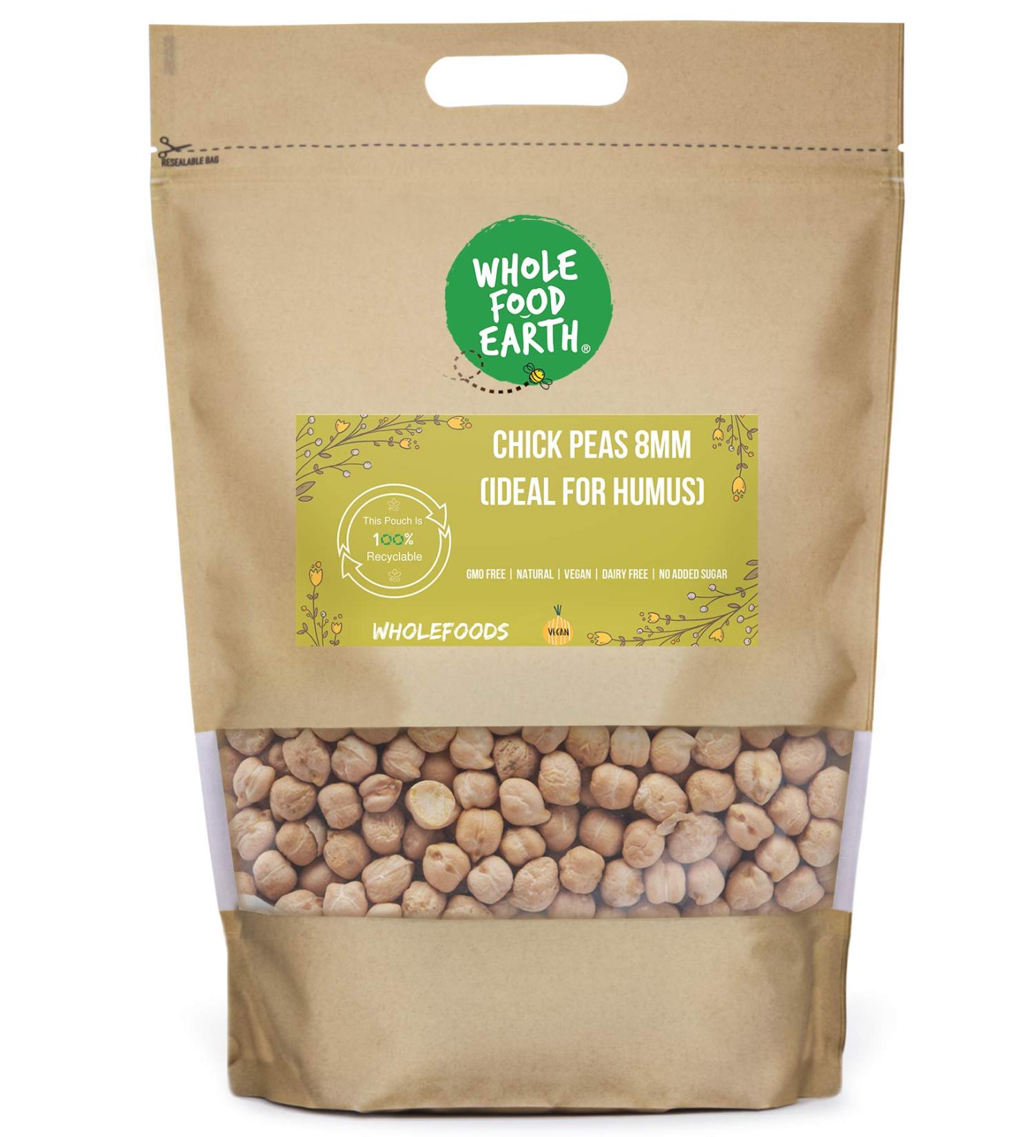 Wholefood Earth Dried Chick Peas 8mm 3kg - Ideal for Hummus | GMO Free | Vegan | High Protein - Buy Online on GoSupps.com