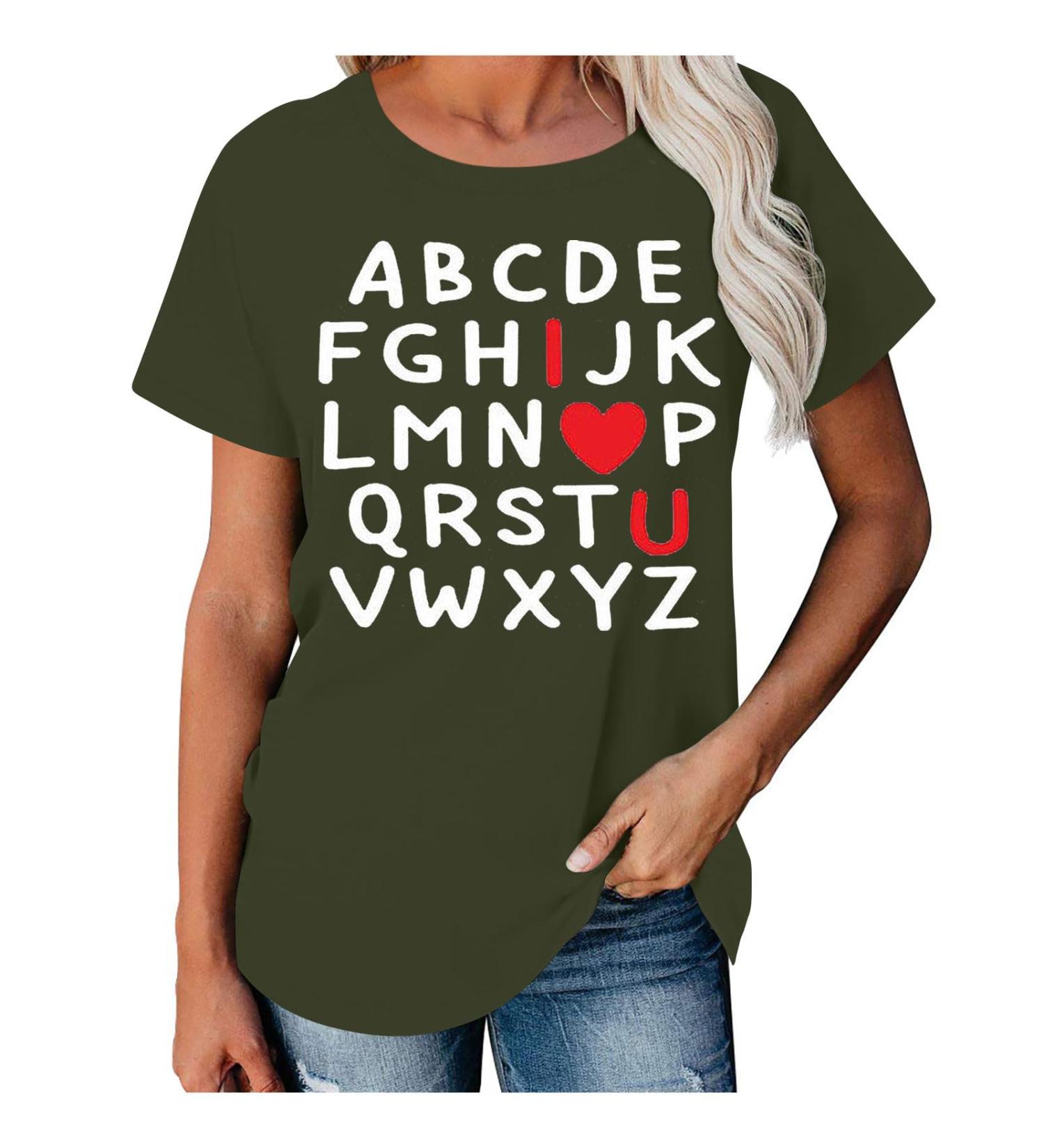 oelaio Valentine's Day Tops for Women Womens Plus Size Short Sleeve Shirts Loose Fit Cute Graphic Spring Tops Fashion - Buy Online on GoSupps.com