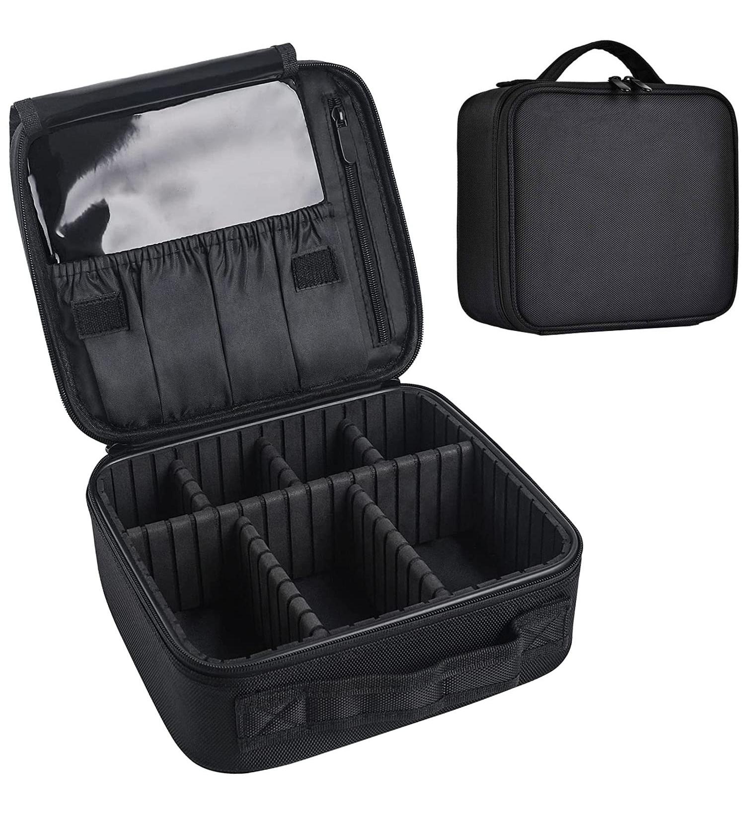 Portable Travel Makeup Case Organizer with Adjustable Dividers - Black - Buy Online on GoSupps.com