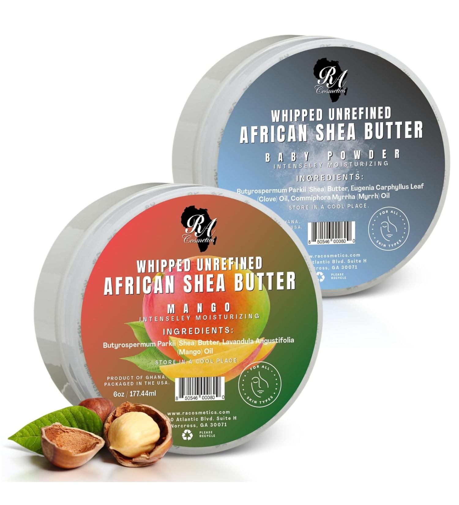 RA COSMETICS Whipped Shea Butter Baby Powder - 6oz & 100% African Shea Butter - Mango Scented Anti-Aging Moisturizer 6 Ounce - Buy Online on GoSupps.com