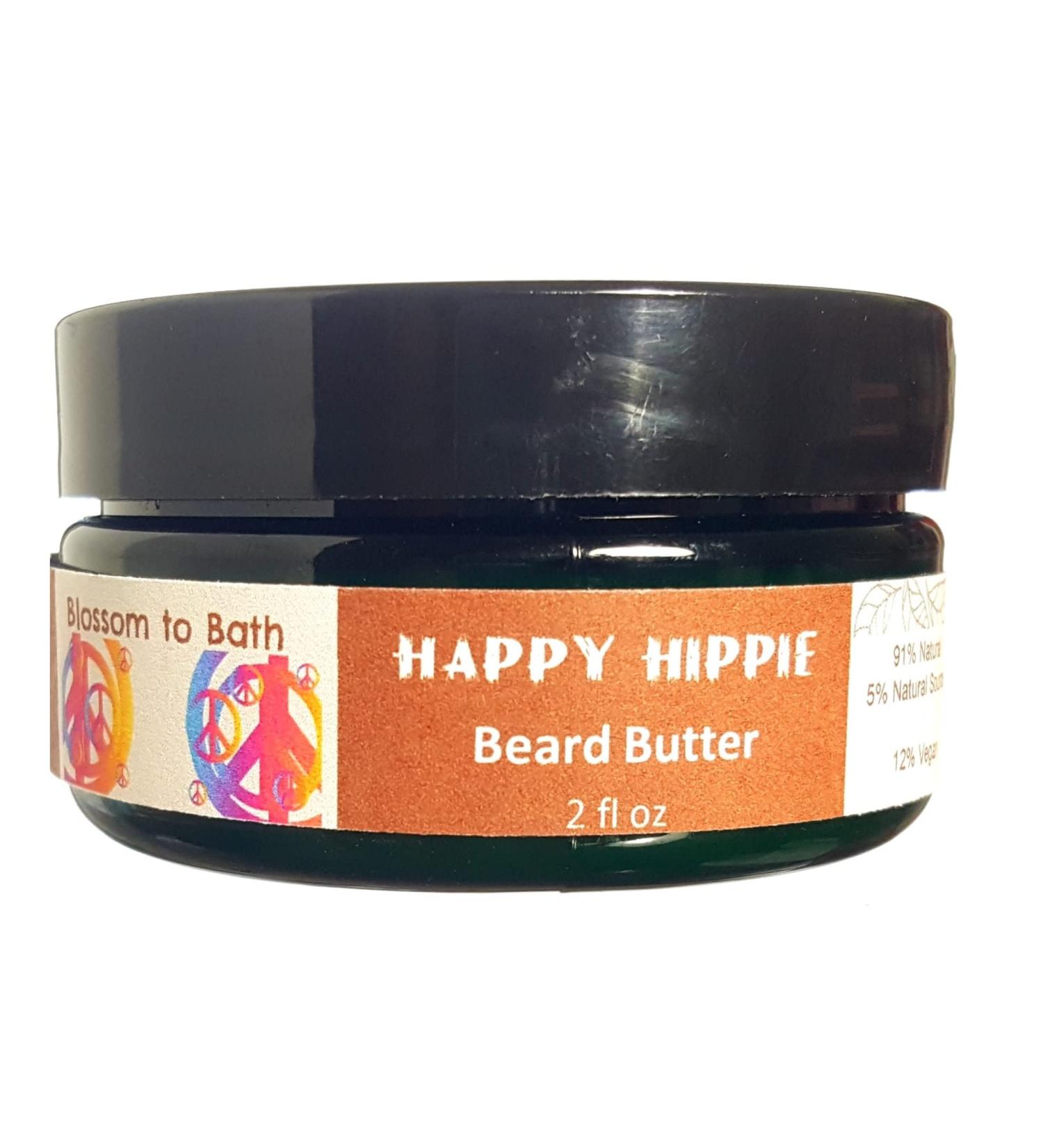 Happy Hippie Beard Butter (2 ounce) - Pure Essential Oil Fragrance - Controls And Softens with a Sweet Happy Herbal Scent