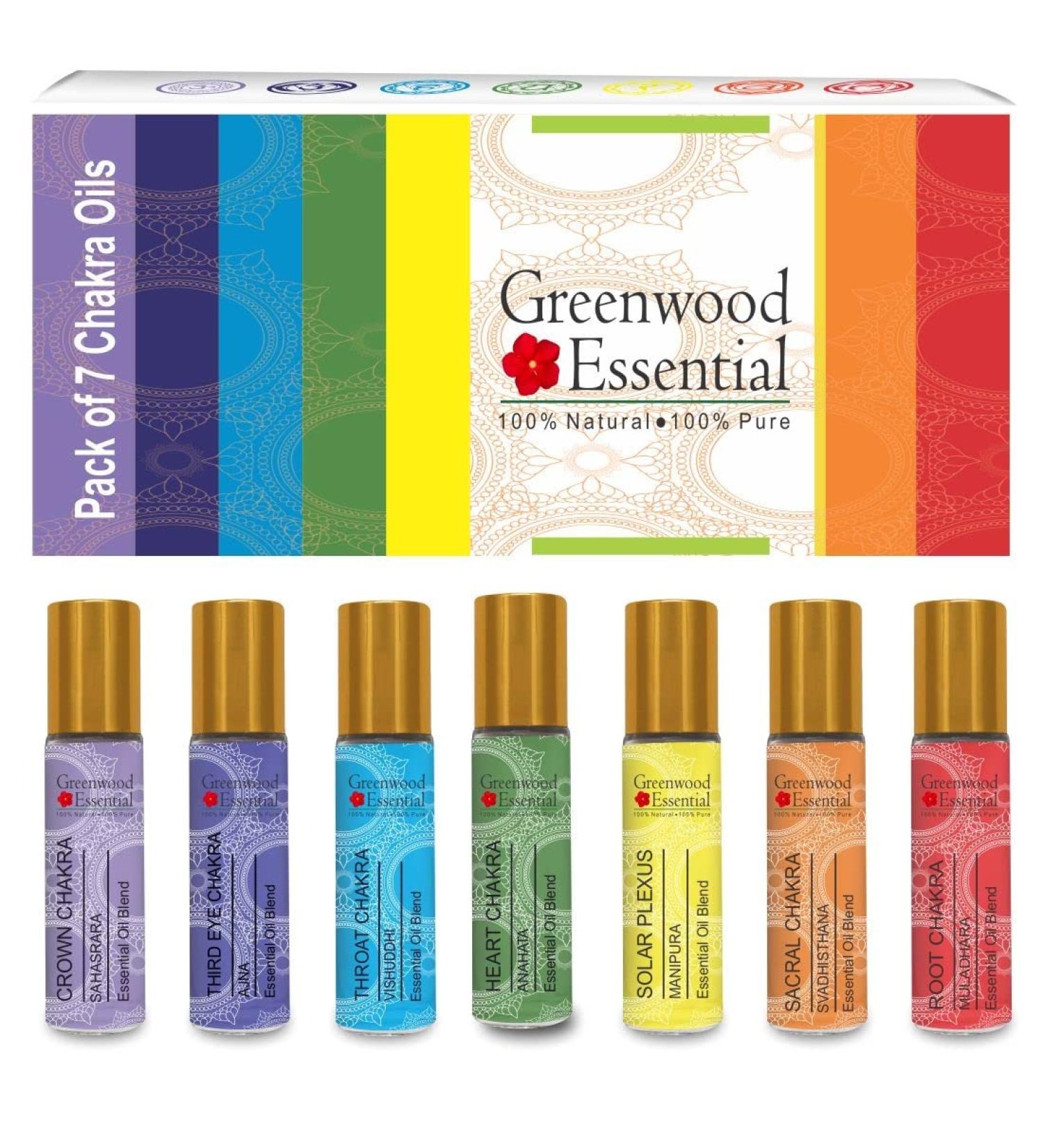 Greenwood Essential 7 Chakra Natural Essential Oils Kit - 8ml | Premium Aromatherapy for Mind Body & Spirit - Buy Online on GoSupps.com