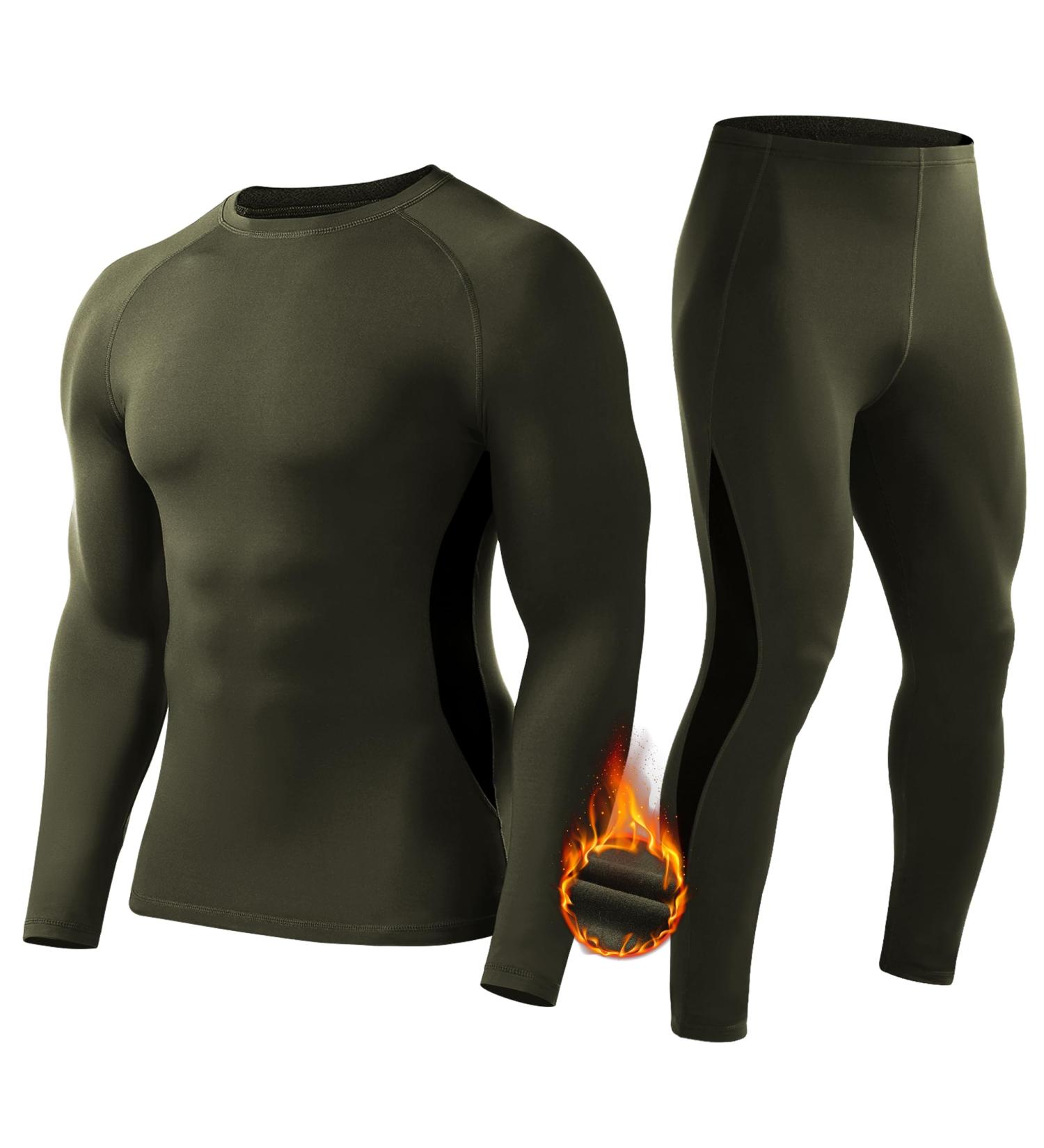 Roadbox Men's Thermal Underwear Set - Breathable Soft & Warm Ski Clothing - Flexible Thermoactive Winter Gear in Green - Perfect for Cold Weather - Buy Online on GoSupps.com