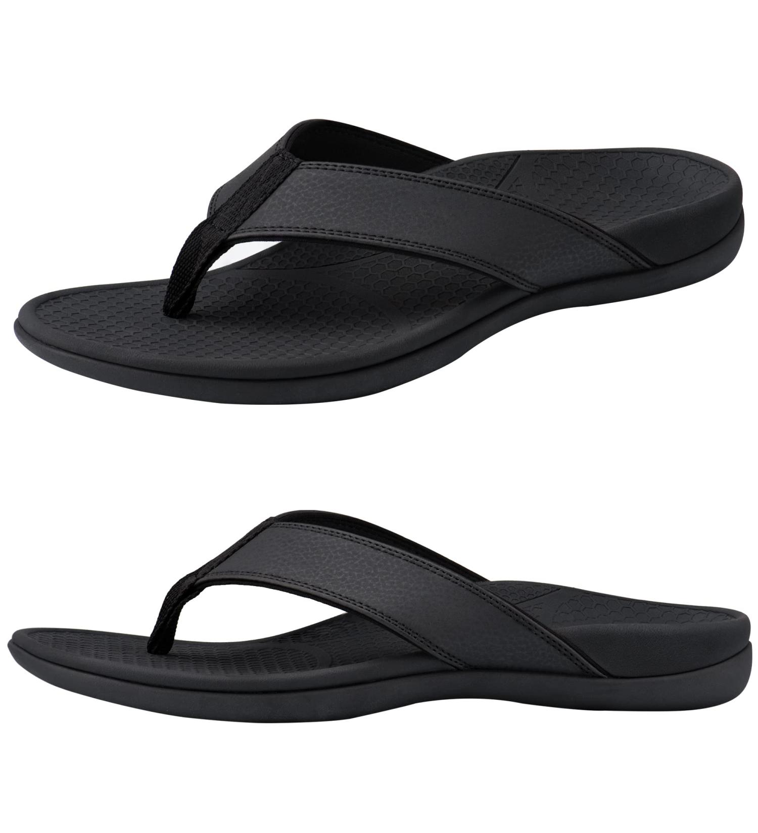 Everhealth Men's Arch Support Flip Flops - Orthotic Sandals for Comfortable Walking - Black, Size 9 - Buy Online on GoSupps.com