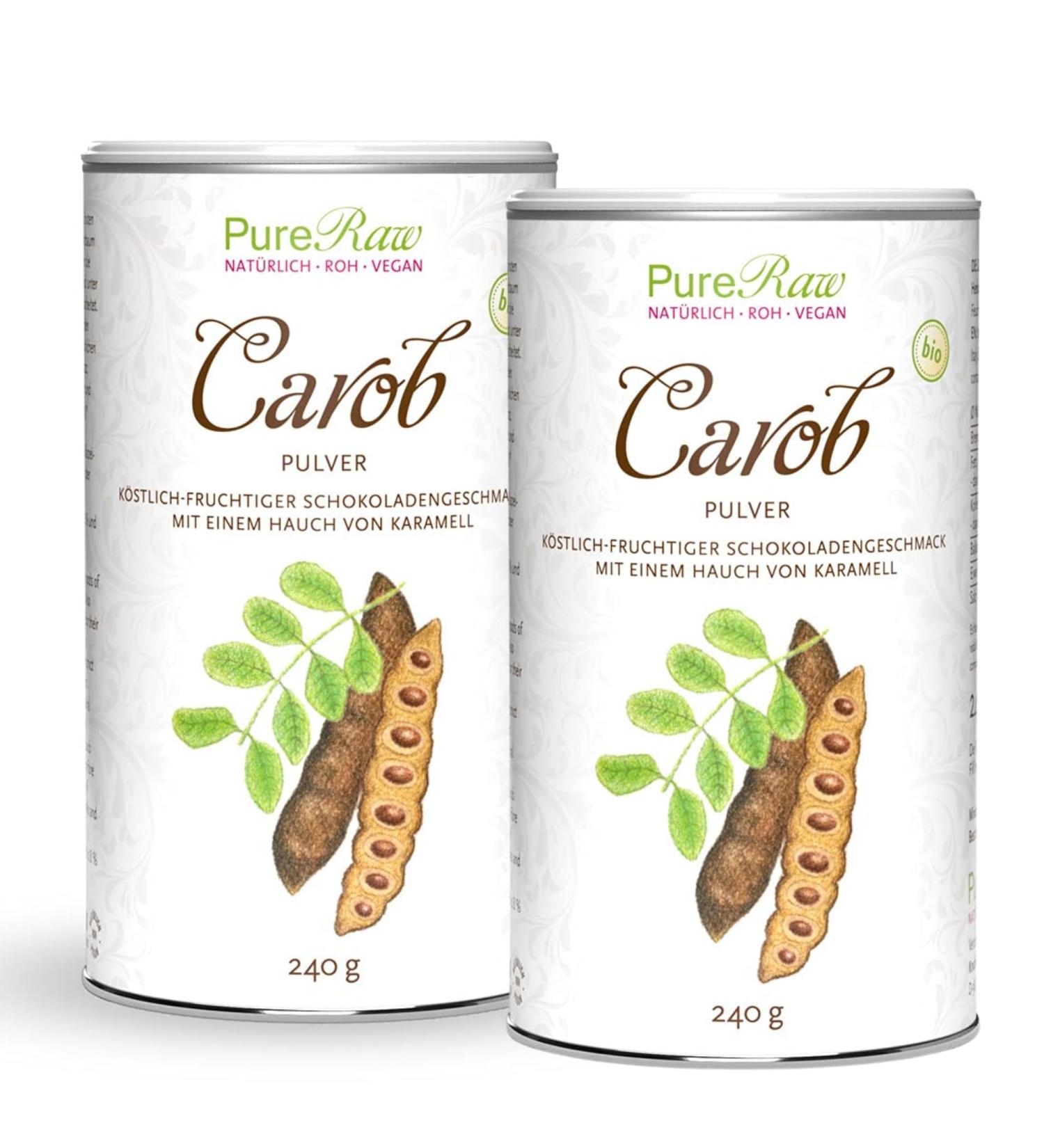 Carob powder organic vegan carob powder - cocoa substitute for drinking chocolate without sugar caffeine -free fat low - of course sweet fiber -rich minerals - Johannisbrotbaum Karob |Pureeraw 480g ( 2x 240g) Carob Mediterran 240.00 g (2 Series Pack)