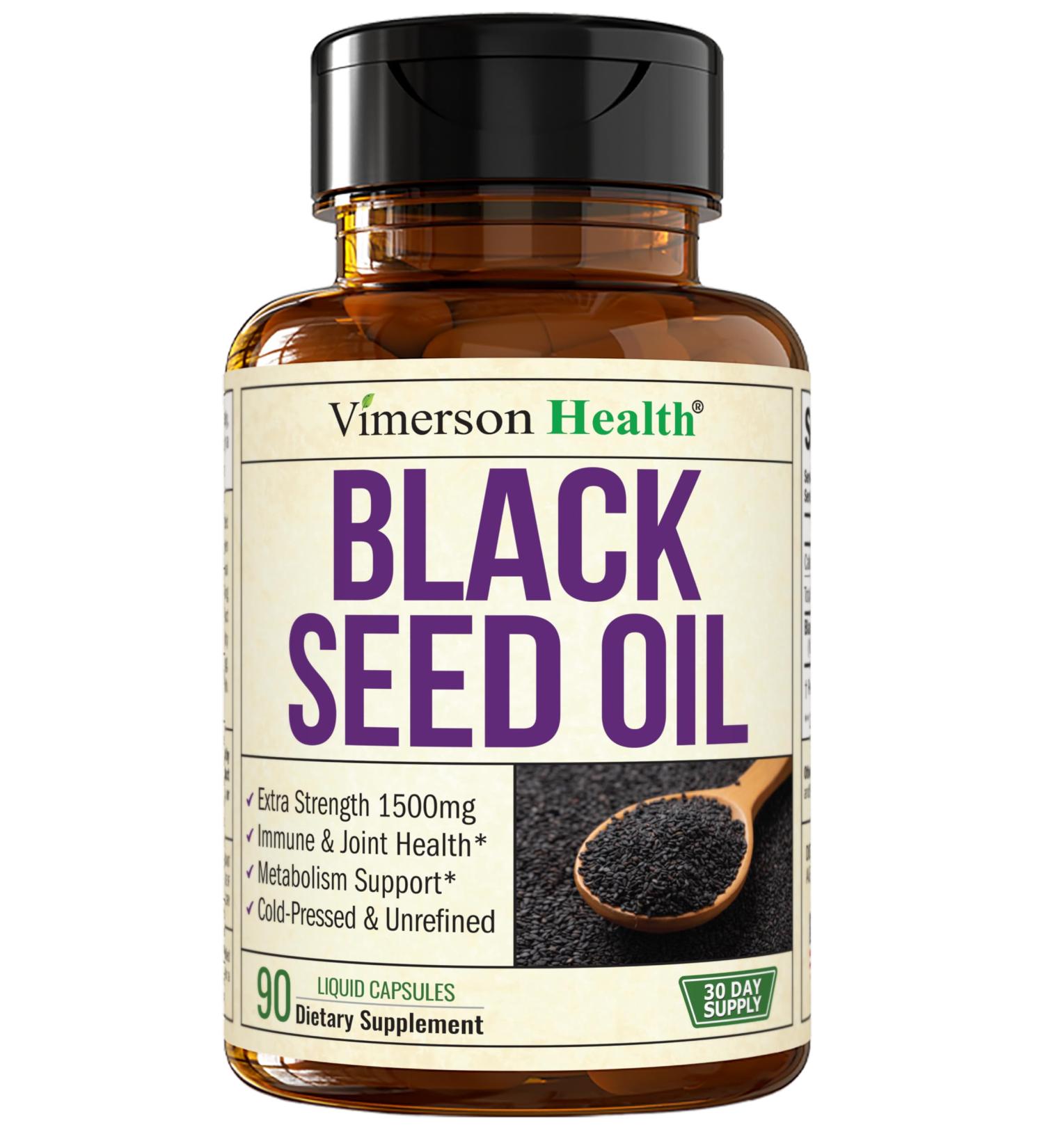 Black Seed Oil - Cold Pressed Black Seed Oil Capsules - Provides Vitamin E & Omega 3 6 9 - High Potency (1500mg) for Immune & Joint Support Antioxidants Digestion Hair Skin Nails - Vegan 90 Caps - Buy Online on GoSupps.com