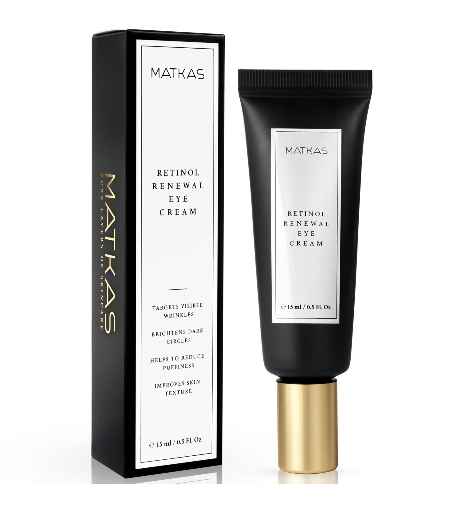 MATKAS Korean Retinol Eye Cream - Anti Aging Solution for Dark Circles Puffiness Wrinkles | Niacinamide Turmeric Ceramides & Hyaluronic Acid - Buy Online on GoSupps.com
