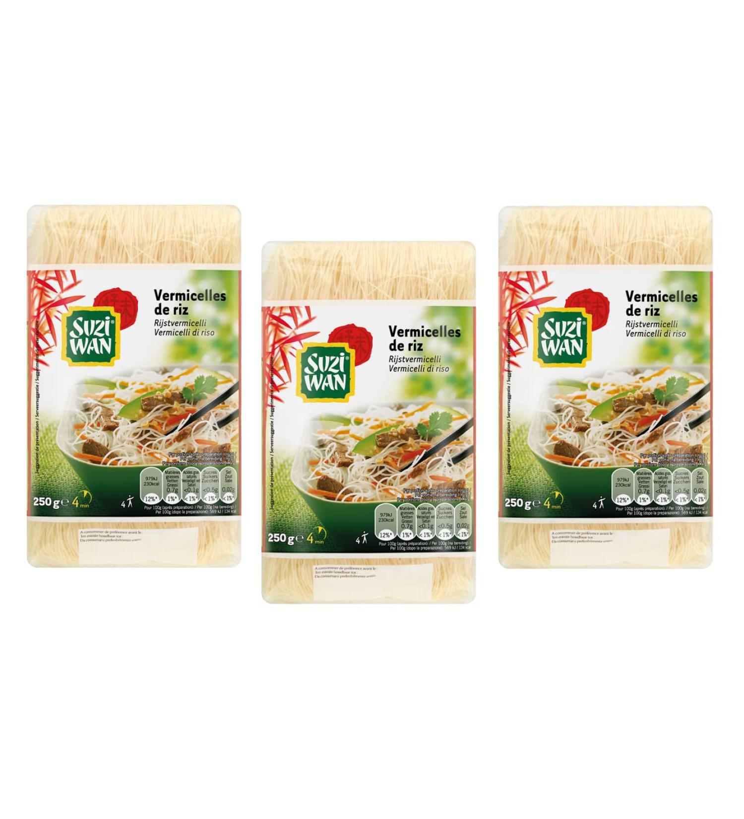 Suzi Wan Vermicelli di Riso rice noodles pasta nest of rice flour pack of 250 g 3 pieces - Buy Online on GoSupps.com