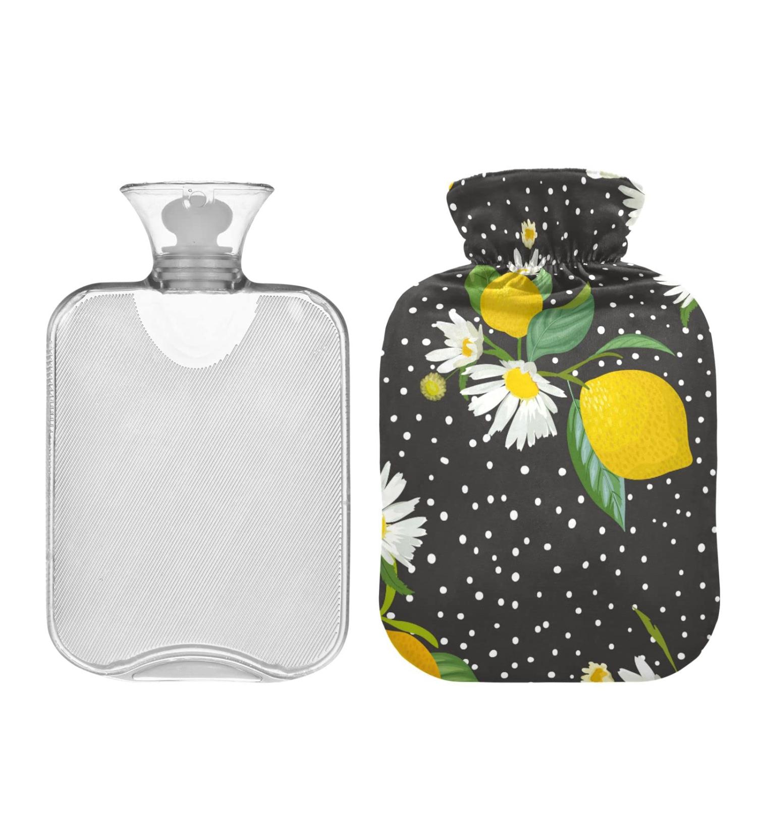 Mnsruu Daisy Lemons Hot Water Bottle - 2L with Soft Cover | Ideal Gift for Women & Kids | Perfect for Christmas - Shop Internationally! - Buy Online on GoSupps.com