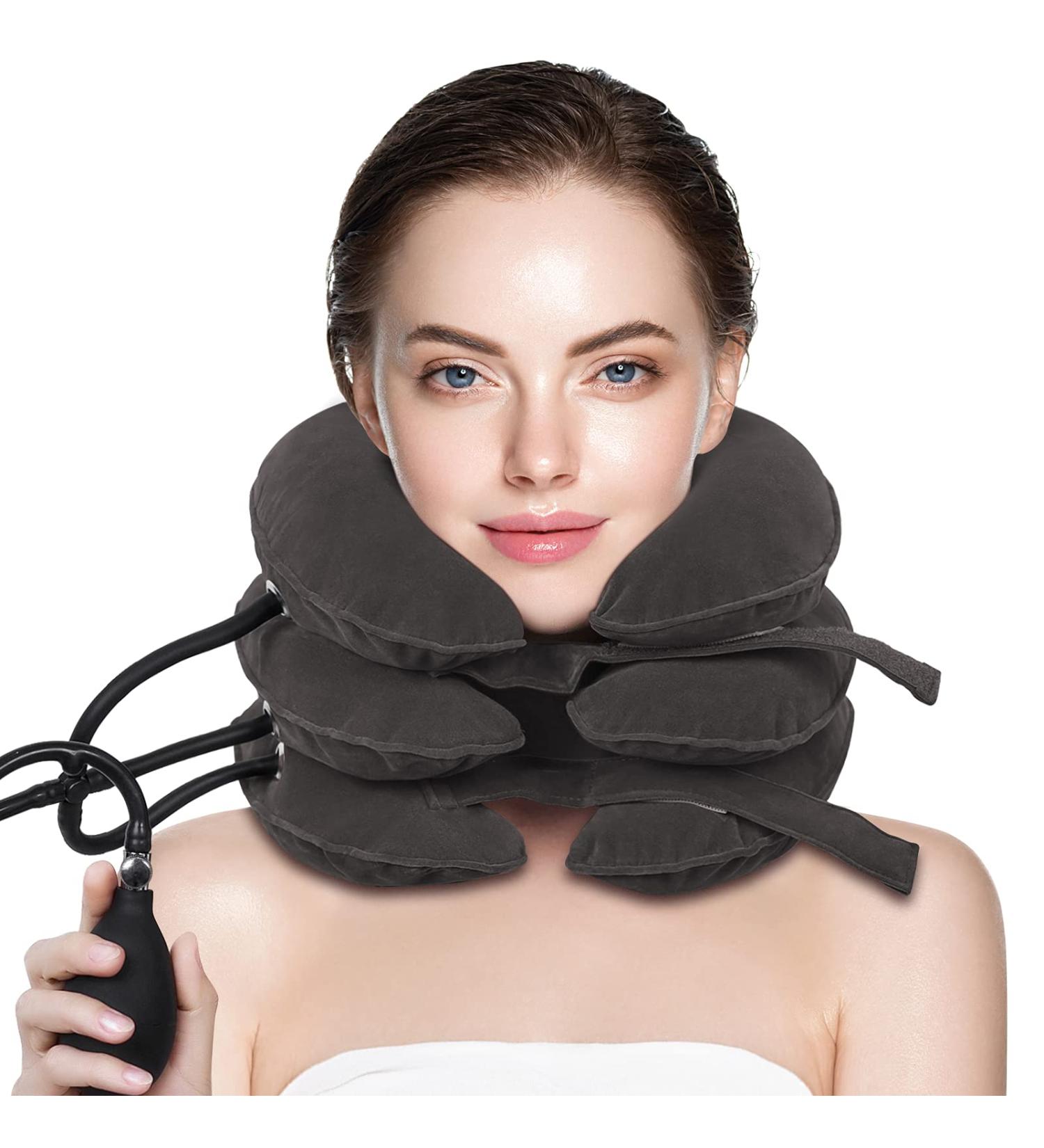 Cervical Neck Traction Device - Portable Neck Stretcher for Pain Relief at Home - Dark Gray - Buy Online on GoSupps.com