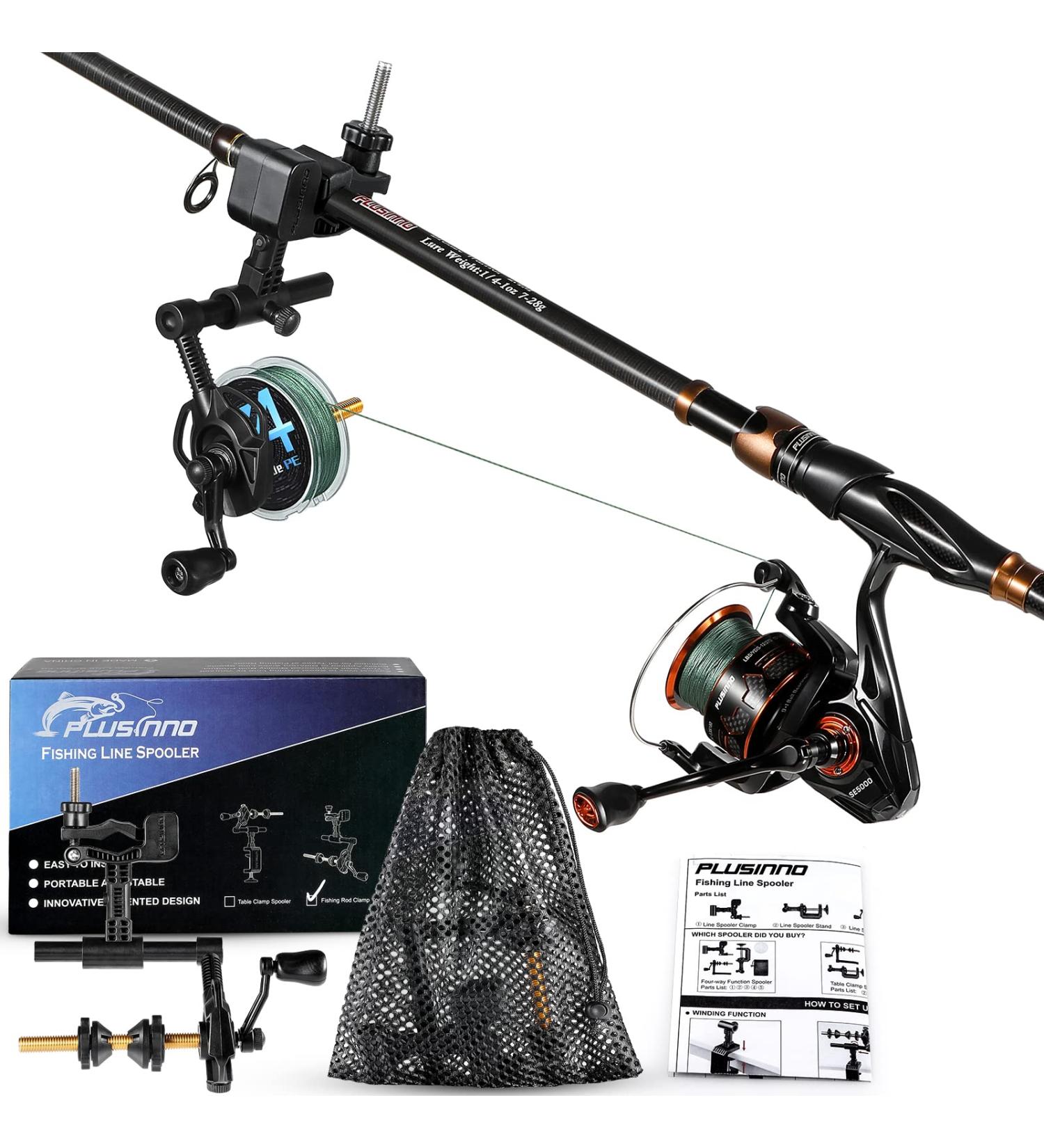 PLUSINNO Fishing Line Spooler | Versatile Spooling Station for Spinning & Cast Reels | Unwinding Function | Prevents Line Twist | Fishing Rod Clamp Included - Buy Online on GoSupps.com