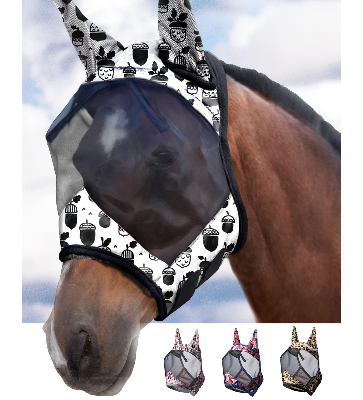 Harrison Howard CareMaster Horse Fly Mask with Ears - UV Protection for Horses | Pine Cones (L) - Buy Online on GoSupps.com