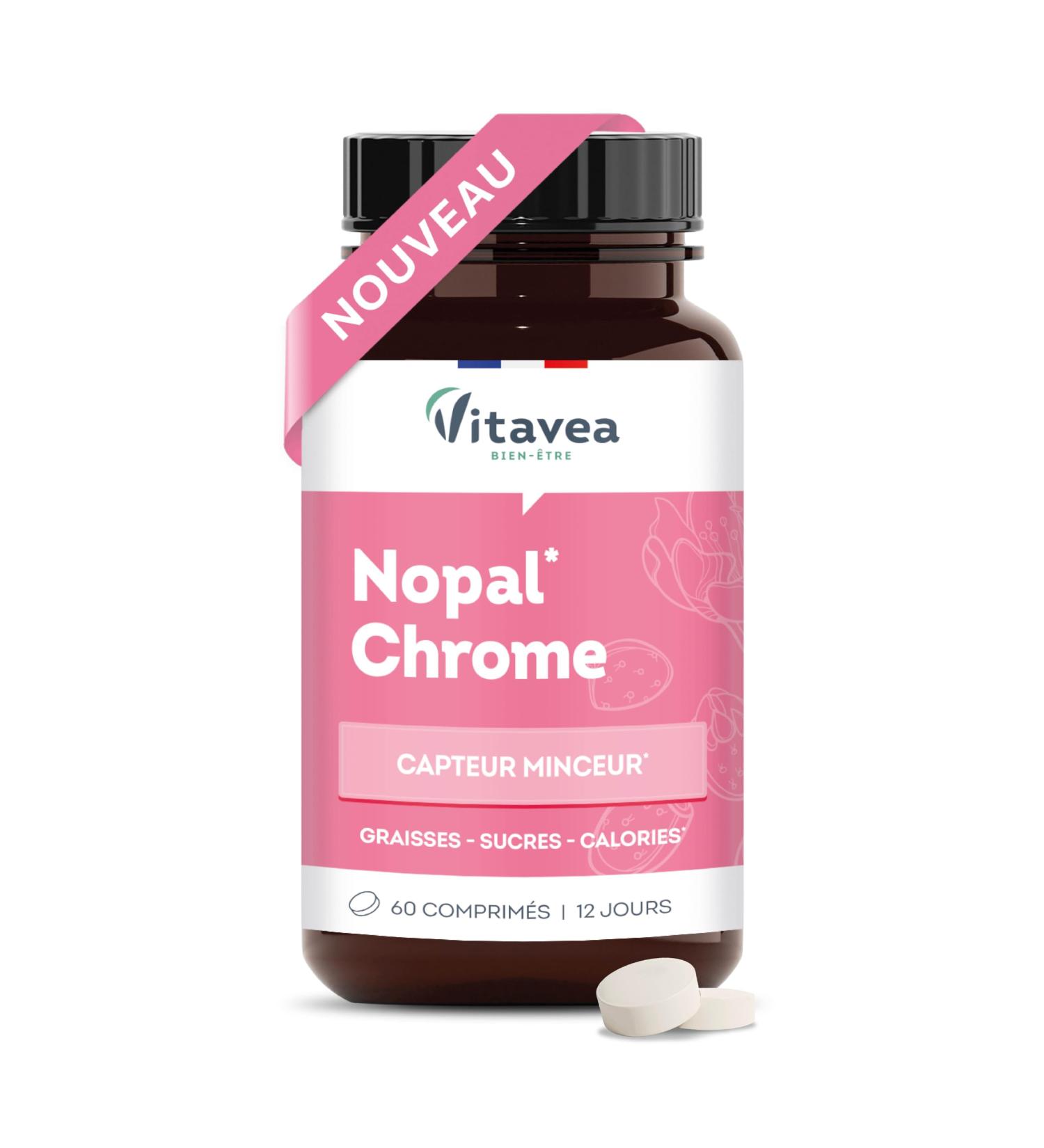 Vitavea Bien- tre - Nopal Chrome Compl ment alimentaire minceur perte de poids Capteur graisses sucres & calories 60 comprim s - 12 jours de cures - Frabriqu en France Nouveau - Nopal Chrome - Buy Online on GoSupps.com