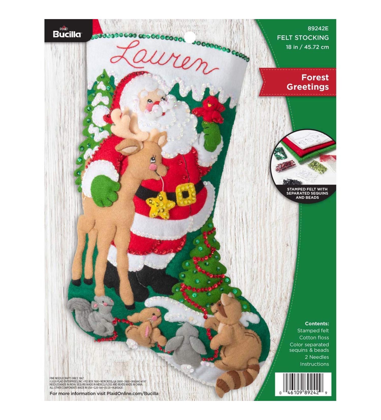 Bucilla 89242E Forest Greetings Christmas Stocking Kit - 18 Felt Applique - Buy Online on GoSupps.com