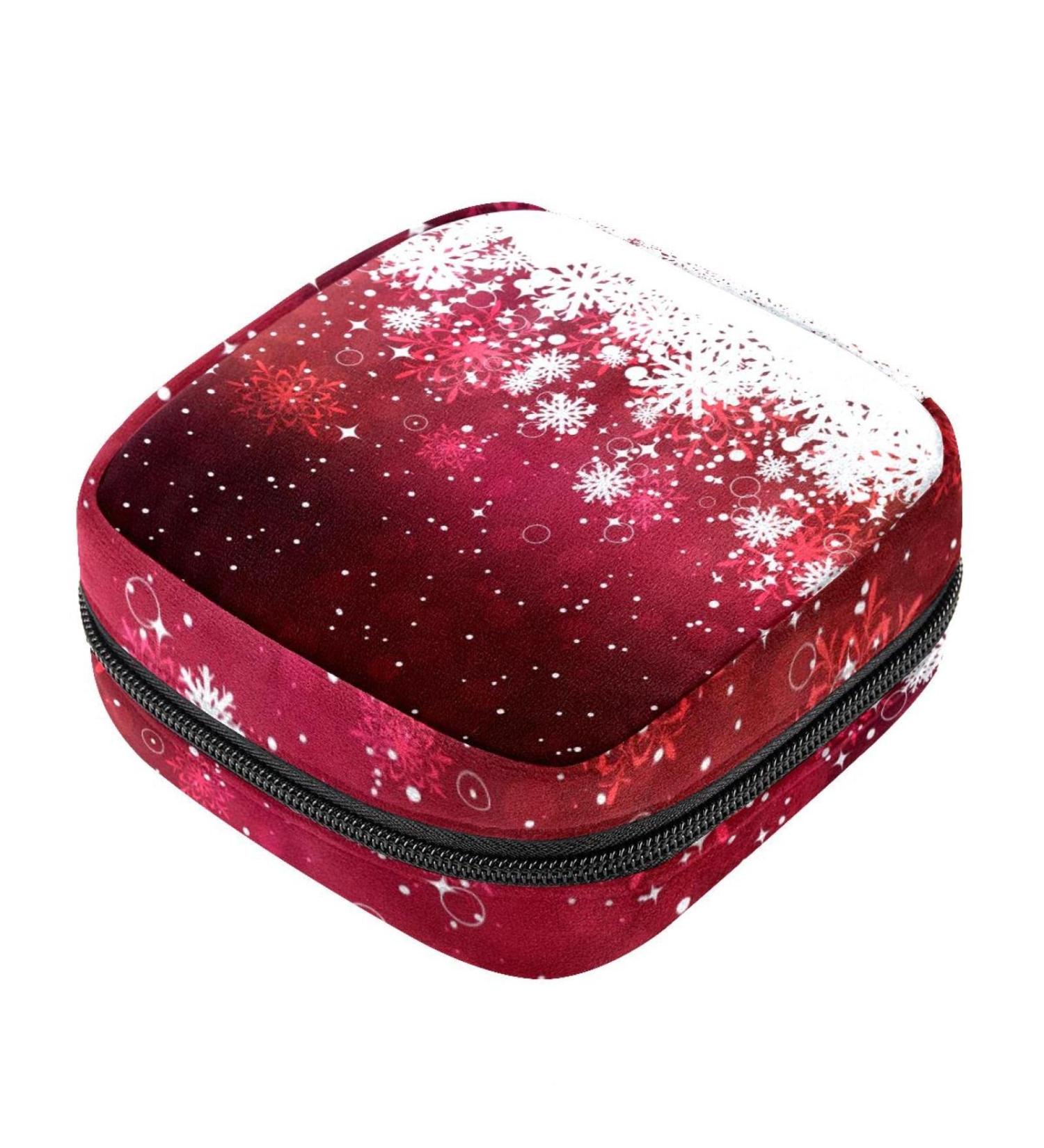 Christmas Stars & Snowflakes Menstruation Pad Bag with Zipper | Stylish Women's Napkin & Tampon Collective Bag - Buy Online on GoSupps.com