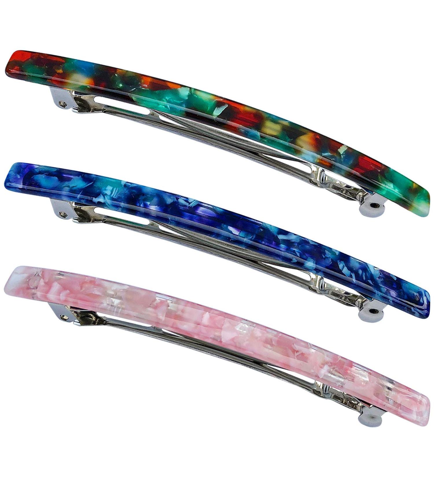 HYFEEL Long French Hair Barrettes - 4 Inch Large Clips for Women Thick Hair - Resin Nonslip Grip Clamp Pins - Stylish Hair Accessories - Blue Green Pink 3 Pack - Buy Online on GoSupps.com