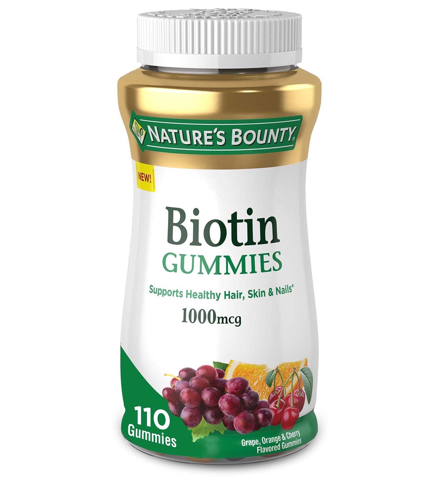 Nature's Bounty Biotin Gummies - 1000 mcg Grape, Orange & Cherry - 110 Count - Buy Online on GoSupps.com