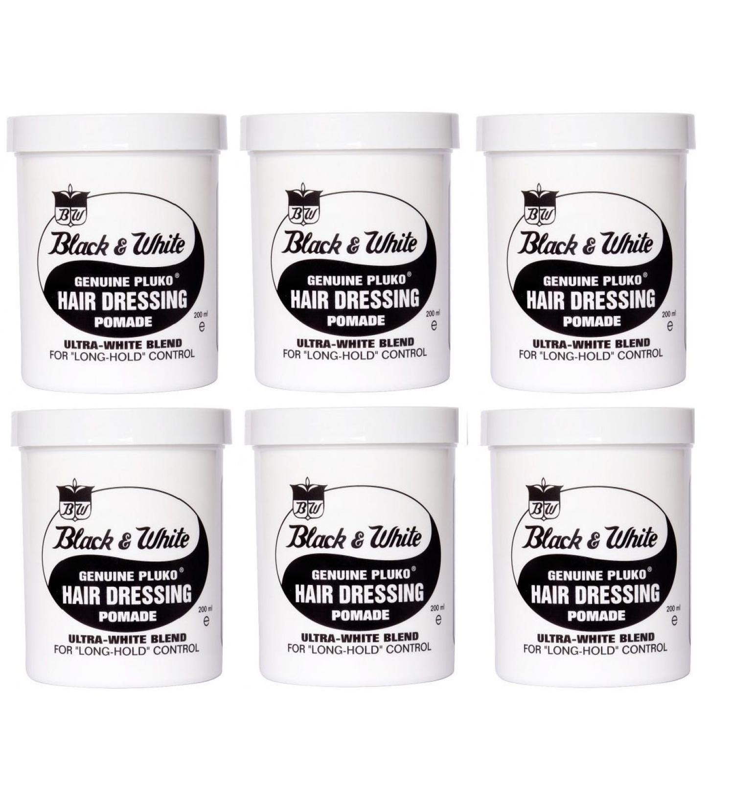 Black & White Genuine Pluko Hair Wax Pomade 200ml x6
