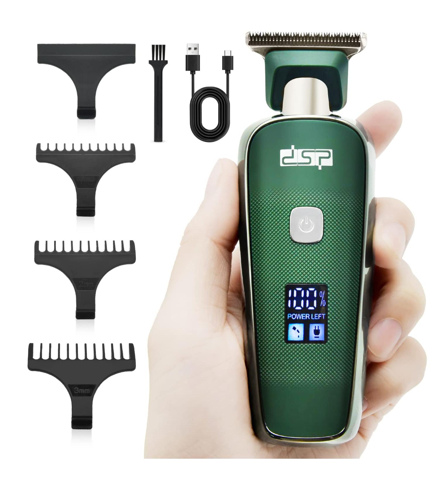 DSP Mini Hair Trimmer for Men - Electric Balding Clippers Zero Gapped Mustache Trimmer with Limit Combs & USB Type-C (Green - Buy Online on GoSupps.com