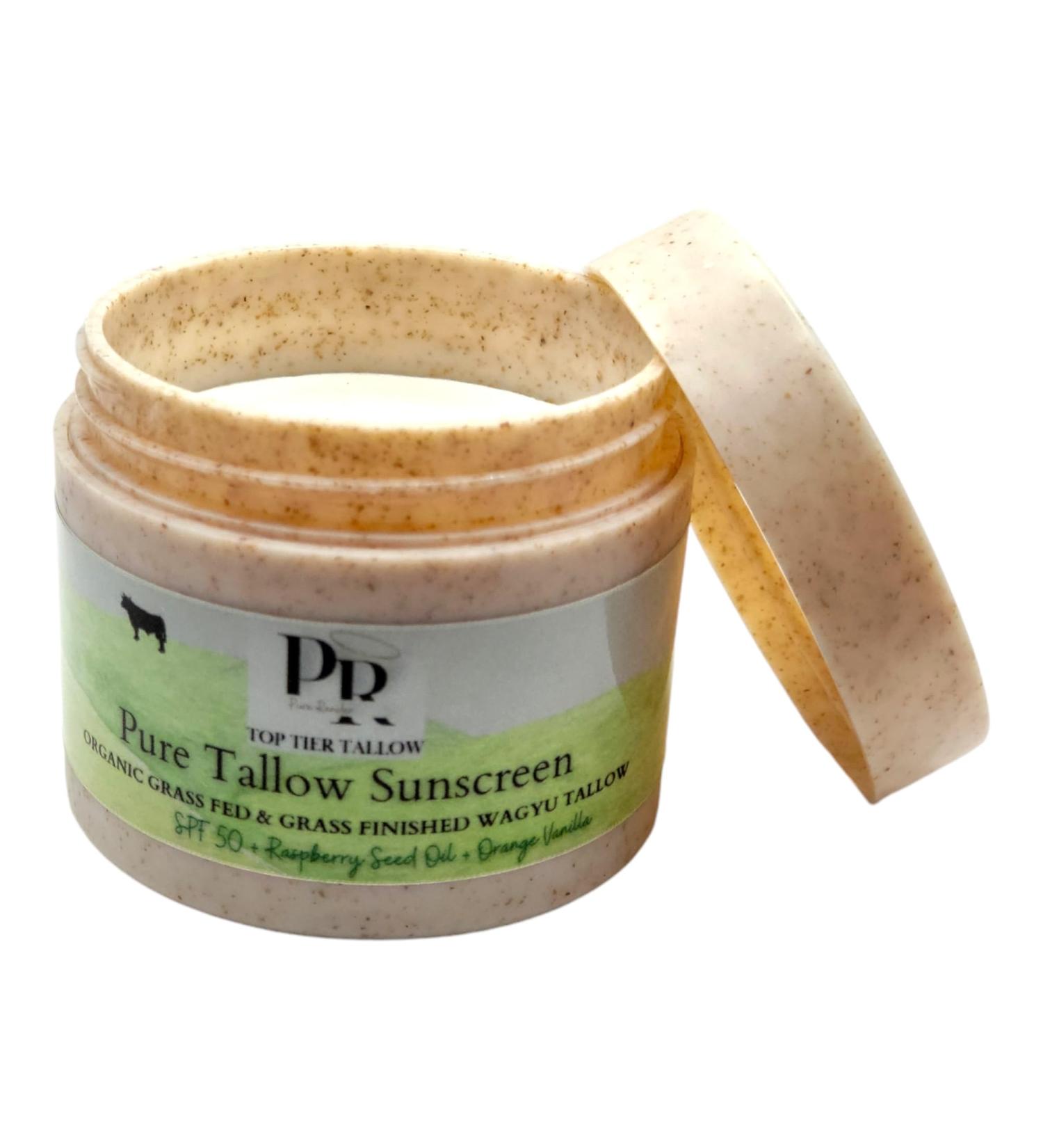 Grass Fed Tallow Sunscreen | SPF 50 Organic Tallow Skincare | Pure Render Vanilla Orange | Made in USA - Buy Online on GoSupps.com