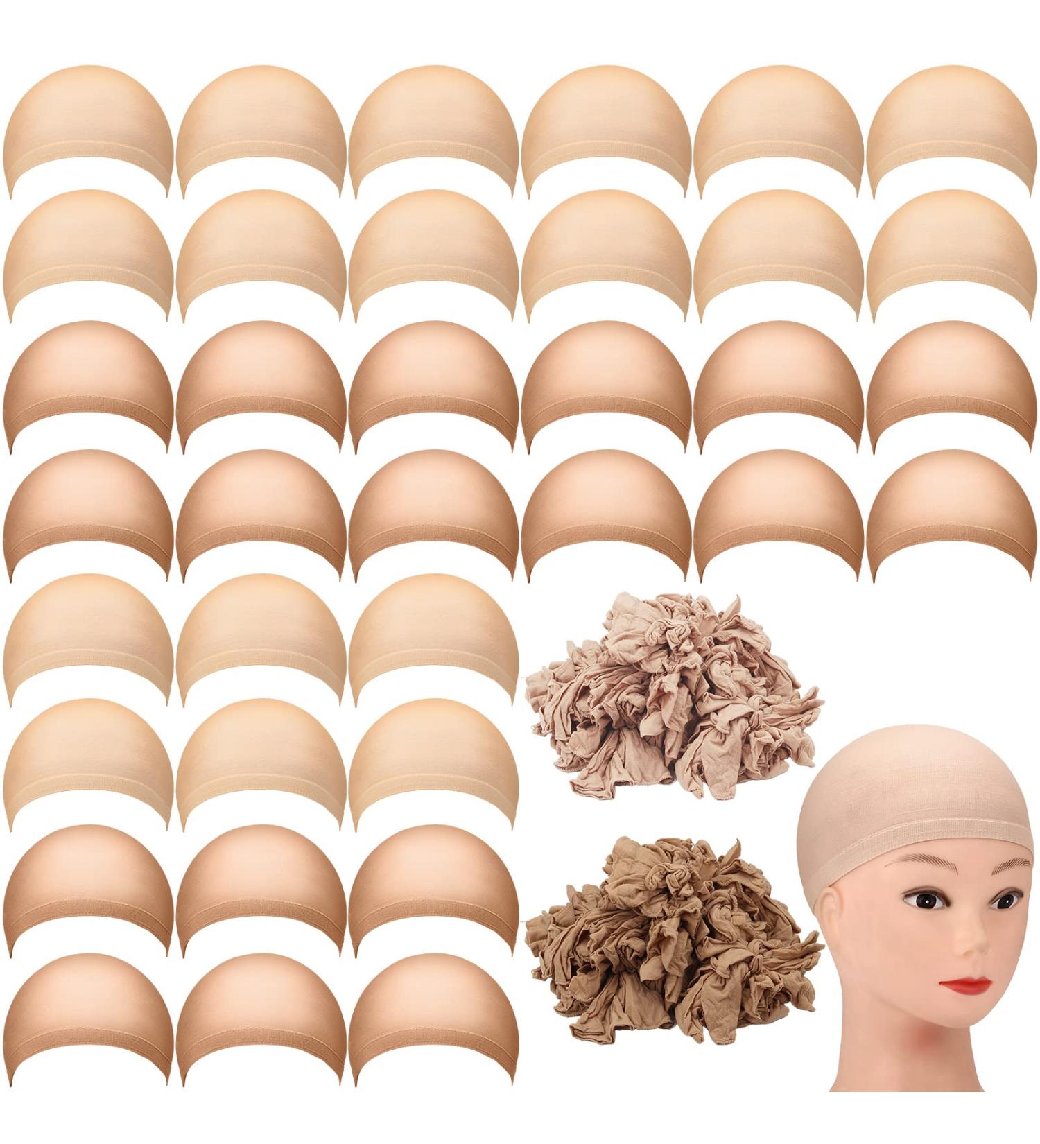 200 Pieces Nylon Stocking Wig Caps Bulk - Stretchy Bald Cap for Halloween Decorations - Brown/Light Brown Elastic Head Wig Accessories - Buy Online on GoSupps.com