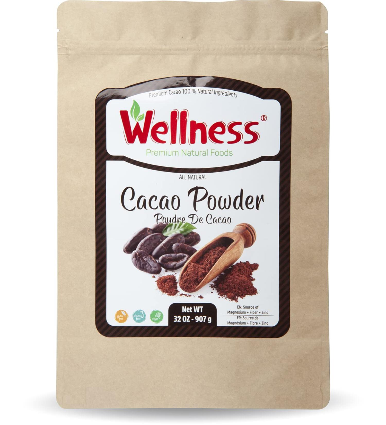 Wellness Cacao Powder Regenerative Natural Certified Non-GMO Baking Cocoa Powder Experience the Pure Indulgence of 100% Natural Perfect for Keto and Paleo Diet Fair Trade Natural Unsweetened Cacao Powder Gluten-Free 907 gr - 2 lb' - Buy Online on GoSupps.com