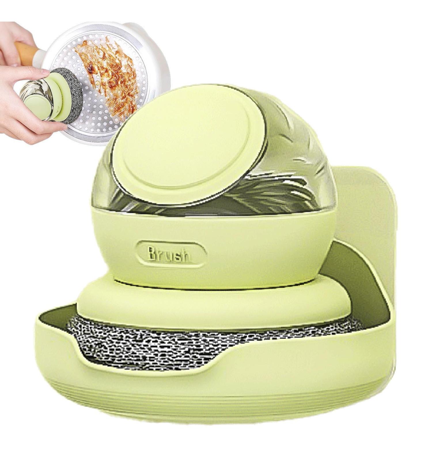 Dish Brush with Soap Dispenser - Dishwashing Brush with Soap Dispenser Automatic Soap Dispensing Palm Scrubber Strong Cleaning Scrubber for Kitchen Sink Pots Pans Qmisify Green - Buy Online on GoSupps.com