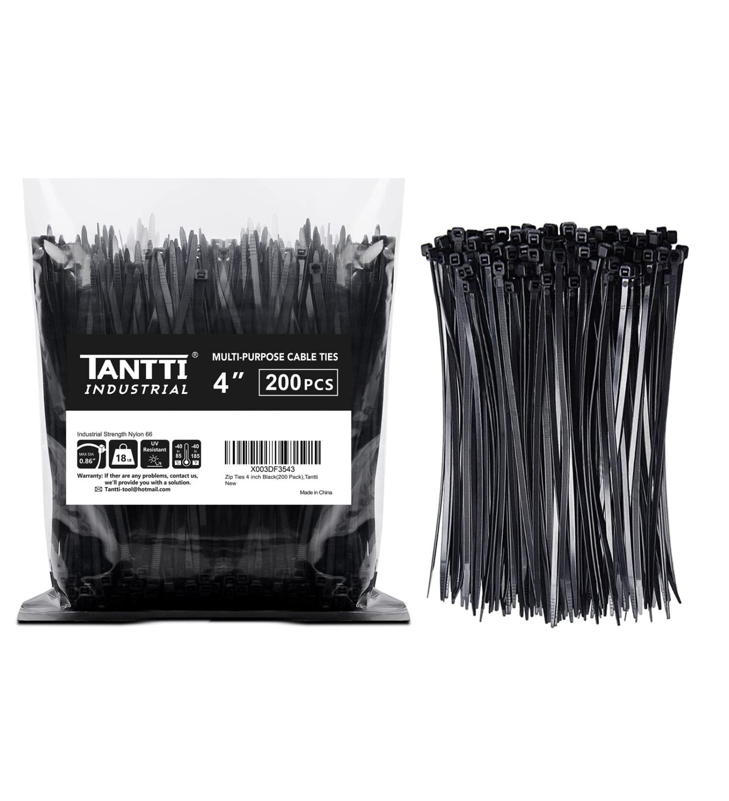 ZKMAGIC Zip Ties 4 inch Small Zip Ties with 18 lb Tensile Strength Black 200 Pack by Tantti Supply - Buy Online on GoSupps.com
