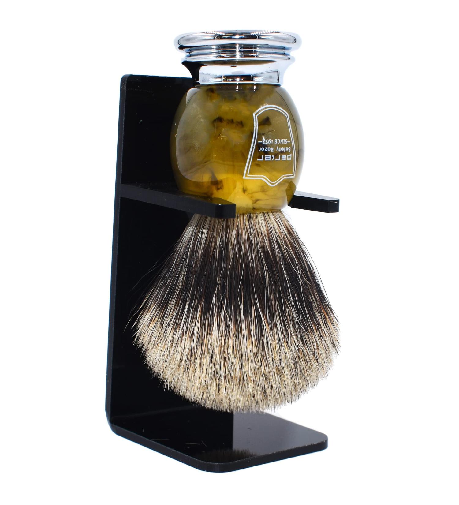 Buy Parker Safety Razor Badger Bristle Shaving Brush with Faux Horn Handle & Stand - International Shipping Available - Buy Online on GoSupps.com