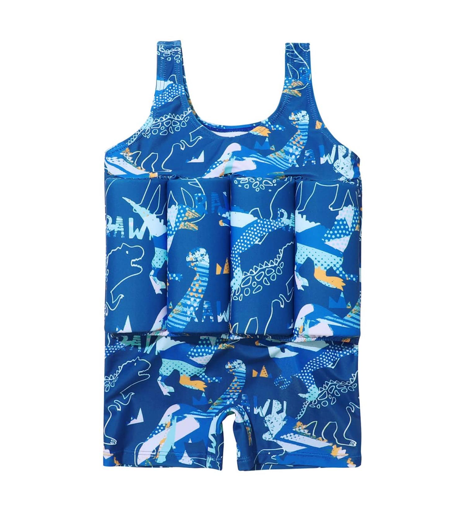 IWEMEK Kids Swimming Float Jacket | Blue Dinosaur 2-3 Years | Training Swimwear Vest for Boys Girls - Buy Online on GoSupps.com