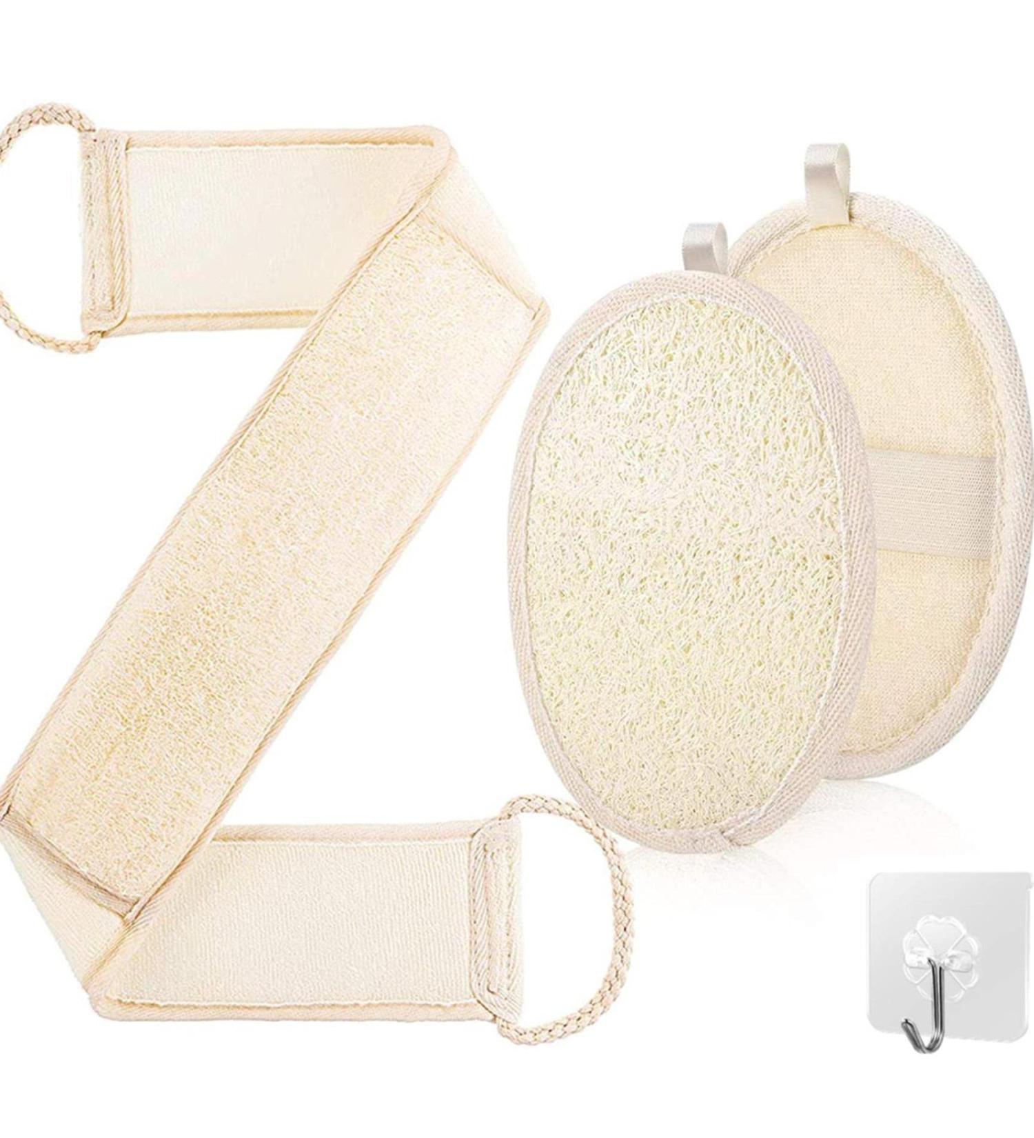 Loofah Back Scrubber - Exfoliating Double-Sided Strap | Natural Bath Sponge for Men & Women | Spa & Shower Essential - Buy Online on GoSupps.com